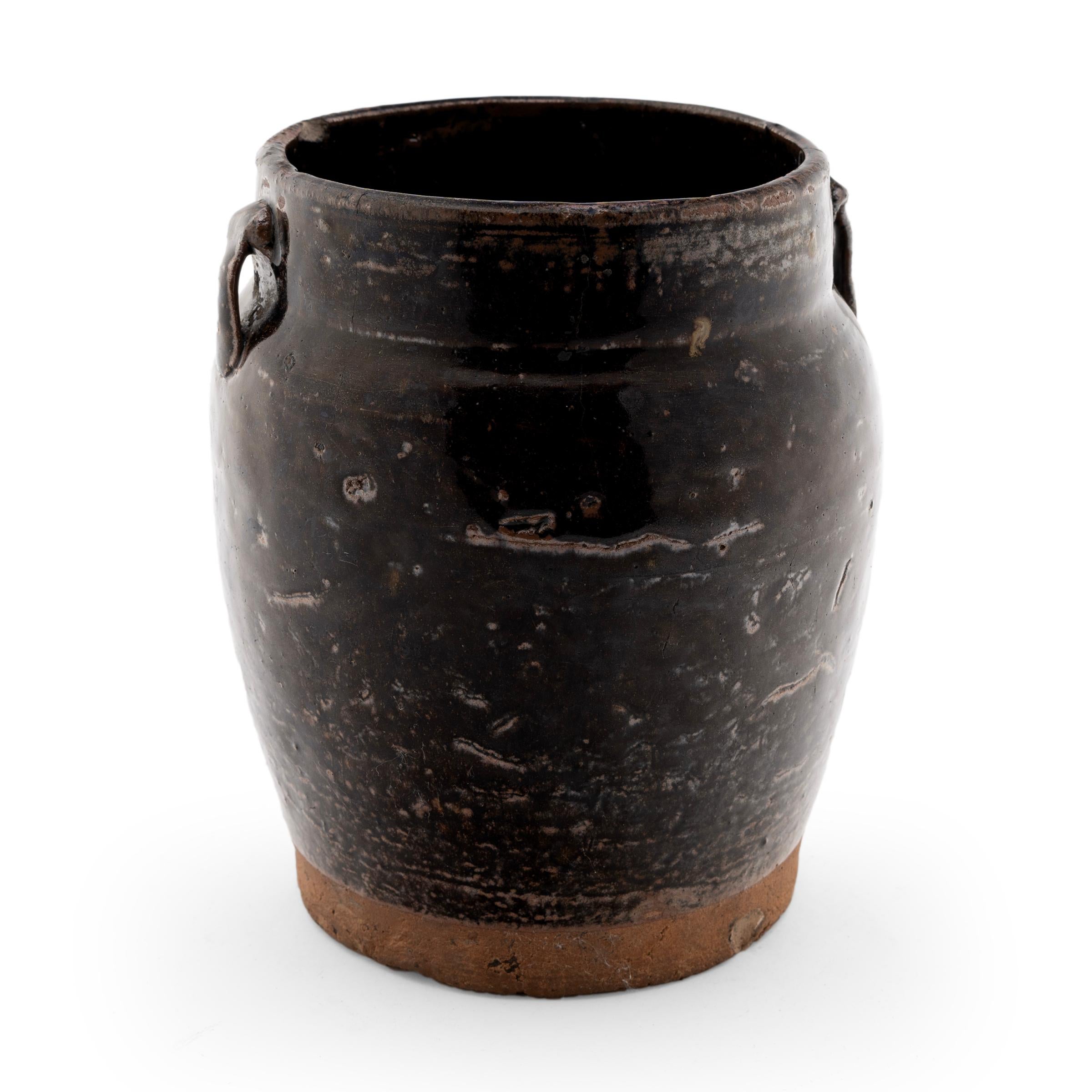 Qing Chinese Dark Glaze Kitchen Jar, c. 1900