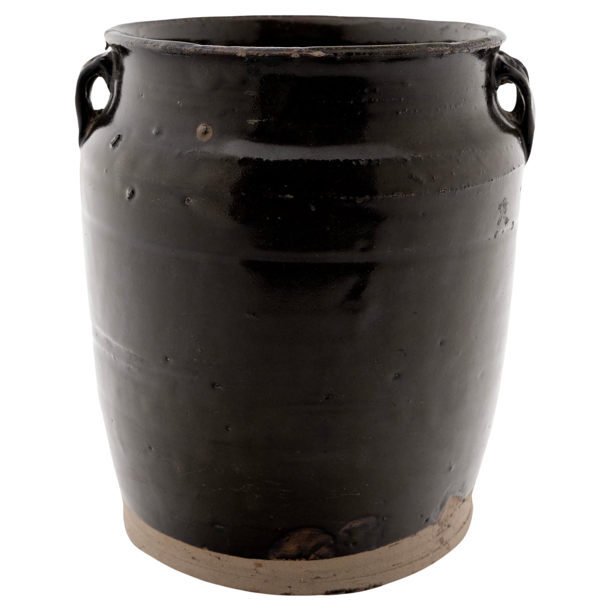 Chinese Dark Glaze Kitchen Jar, c. 1900 For Sale