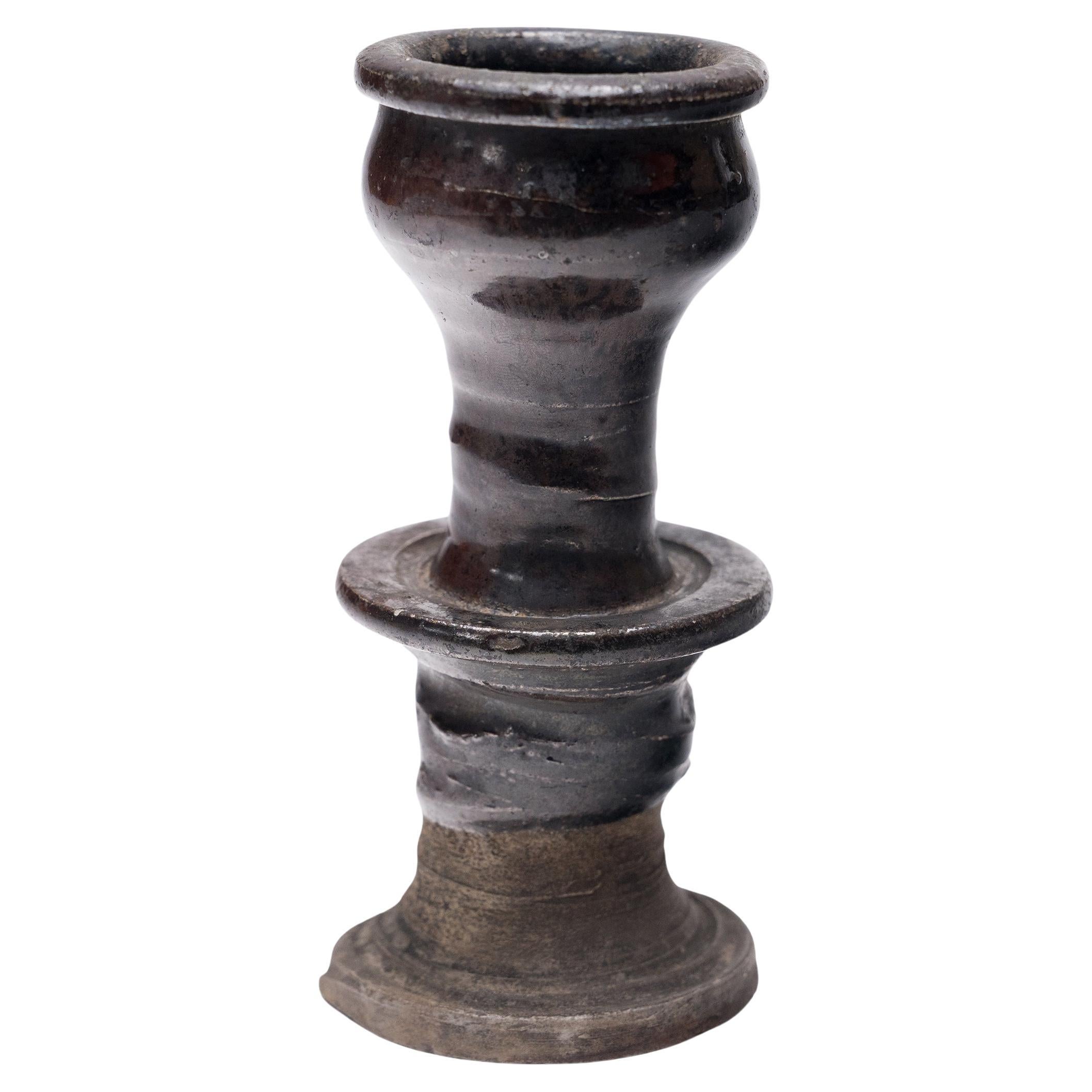 Chinese Dark Glazed Candle Stand, c. 1800 For Sale