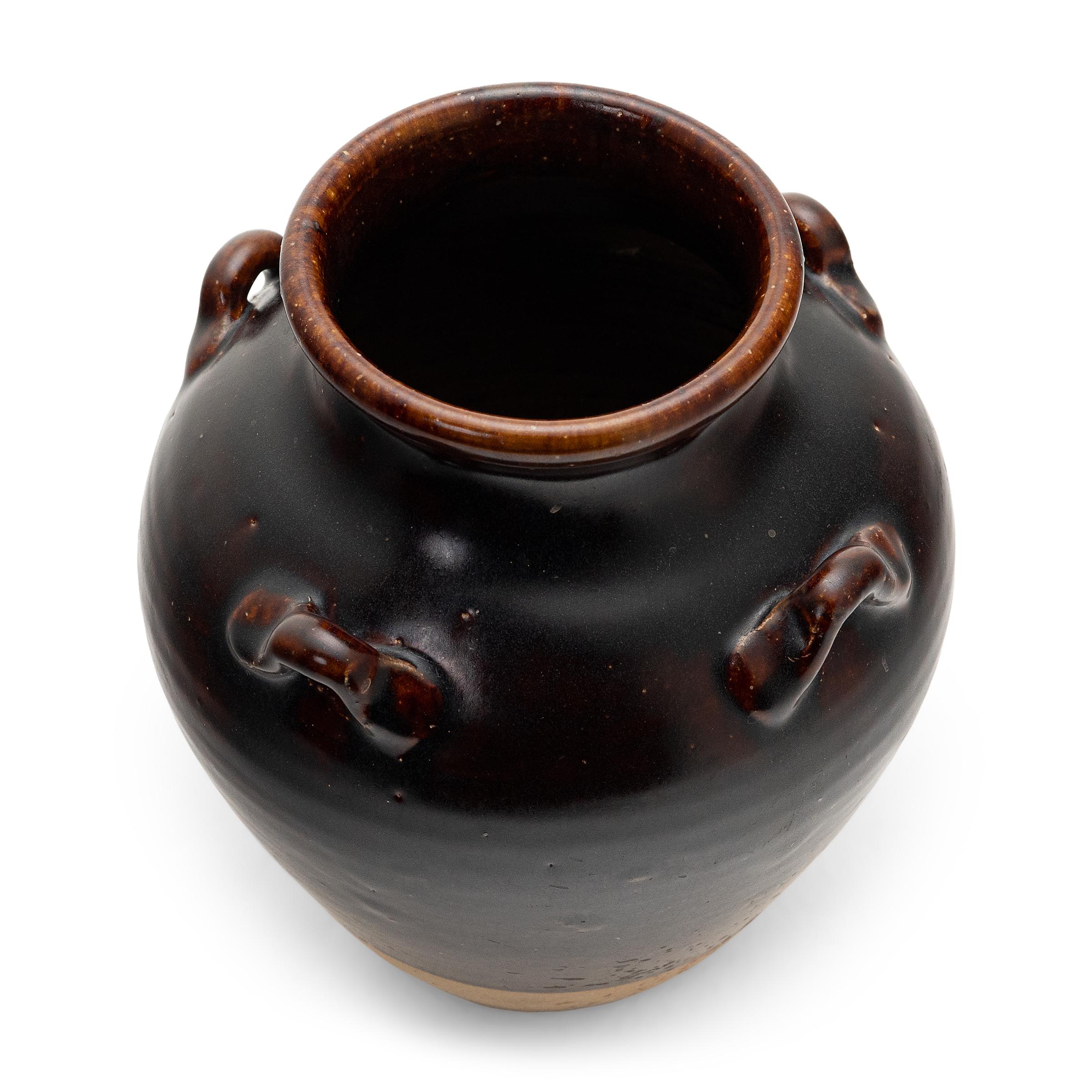 Qing Chinese Dark Glazed Jar, c. 1900 For Sale