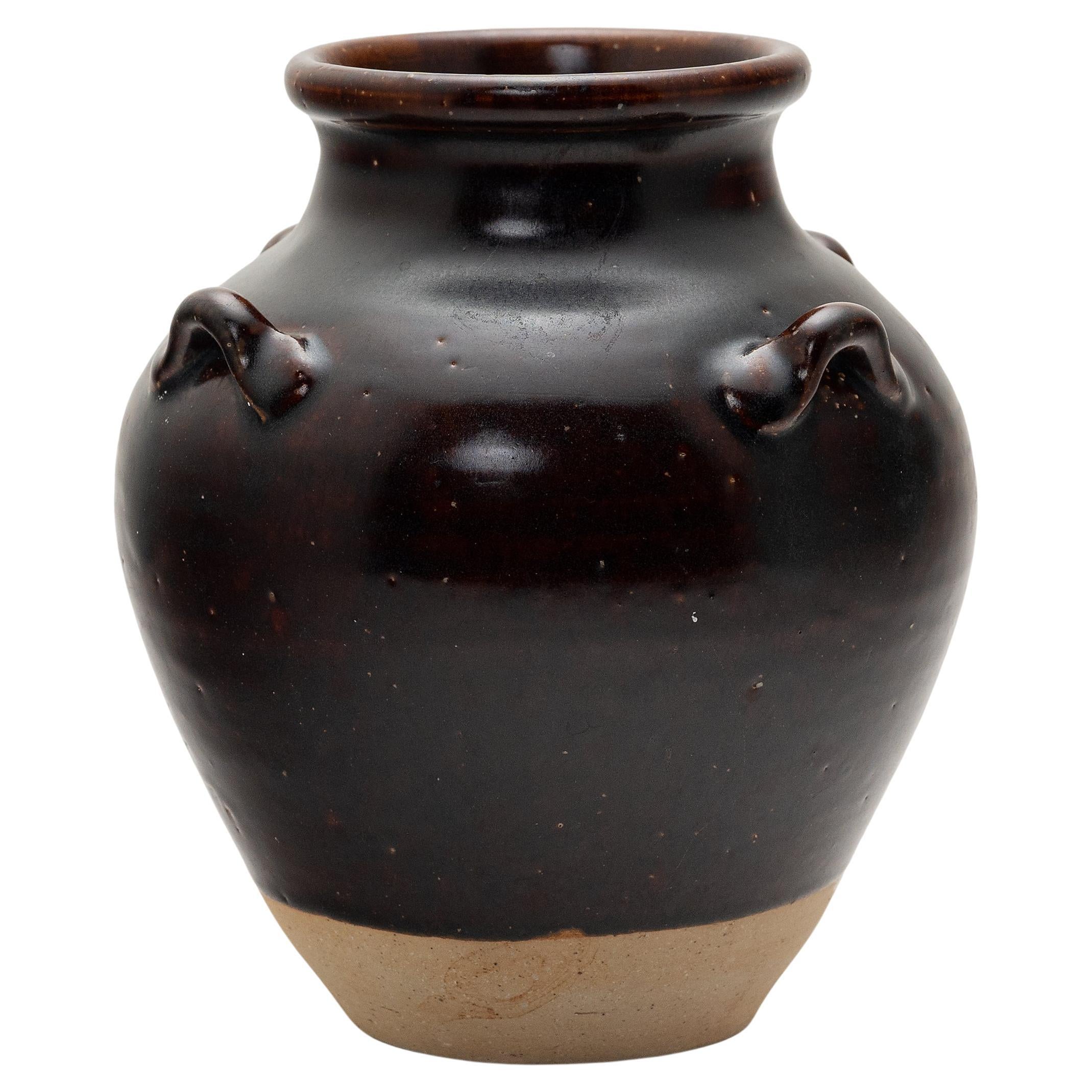Chinese Dark Glazed Jar, c. 1900 For Sale
