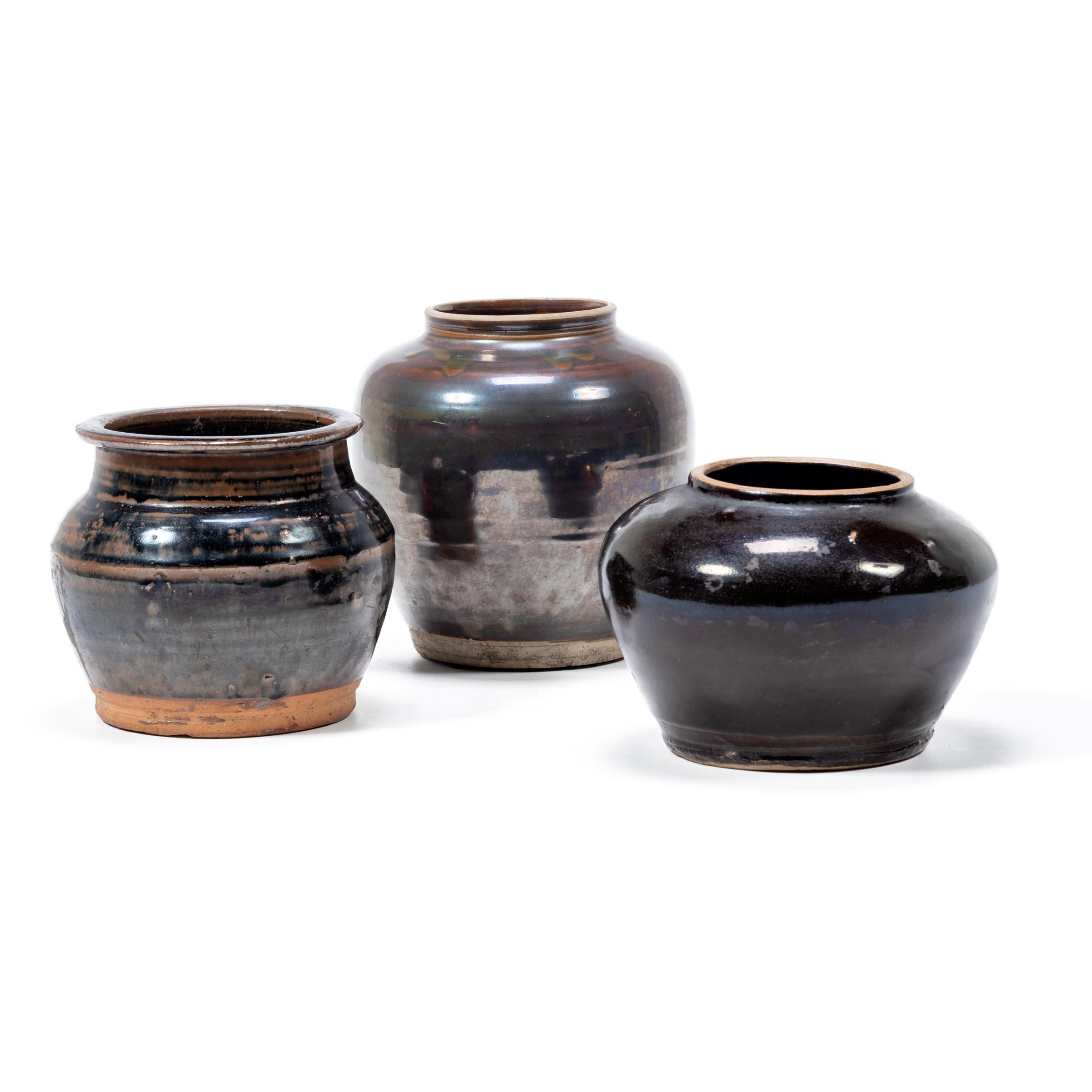 Ceramic Chinese Dark Glazed Kitchen Jar, circa 1900
