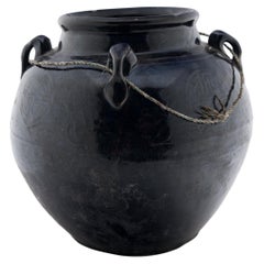 Chinese Dark Glazed Longevity Jar, c. 1900