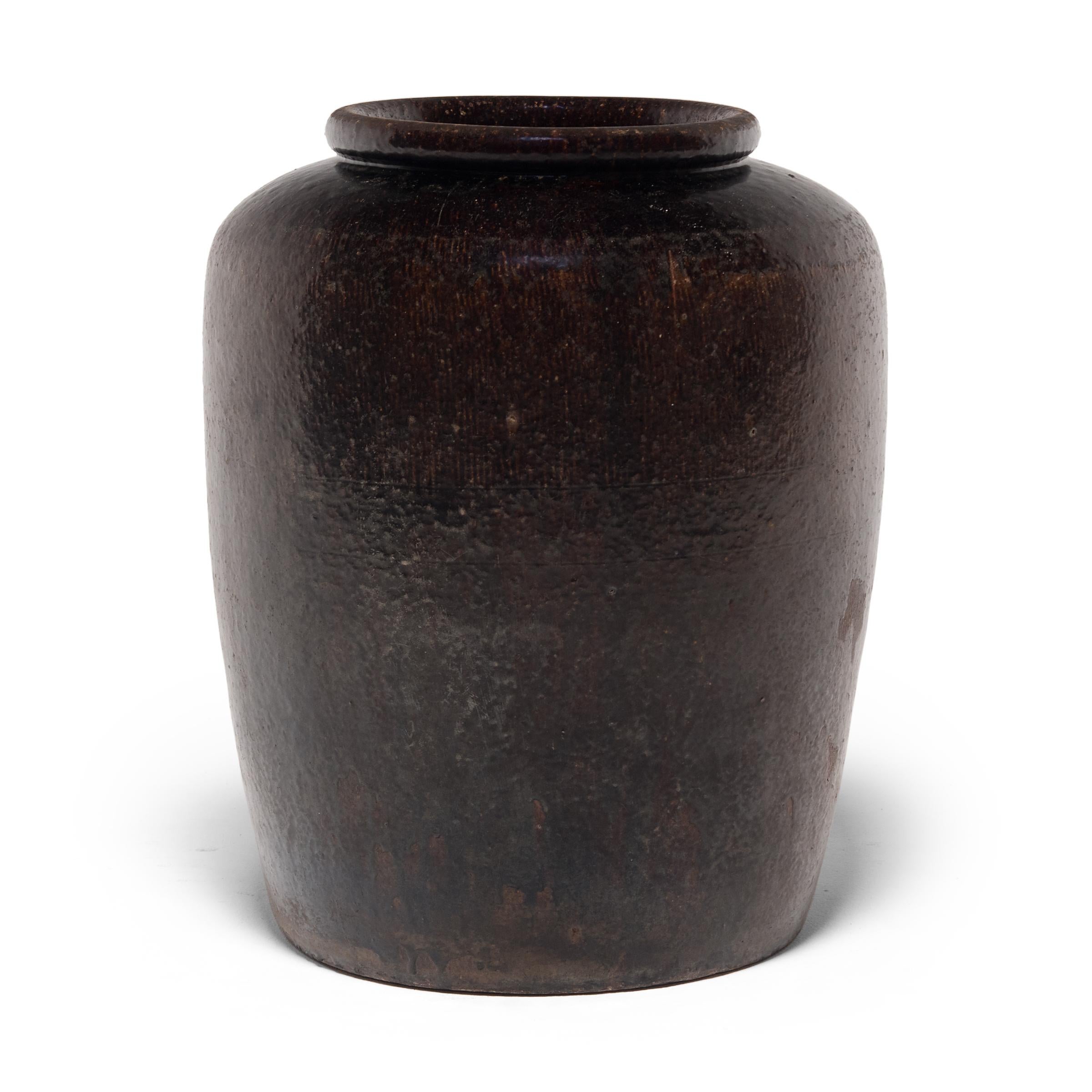 Chinese Dark Glazed Pickling Pot, circa 1900 In Good Condition In Chicago, IL