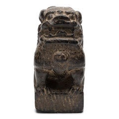 Chinese Dark Stone Fu Lion Protector, c. 1800