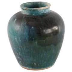 Vintage Chinese Dark Teal and Umber Ginger Jar