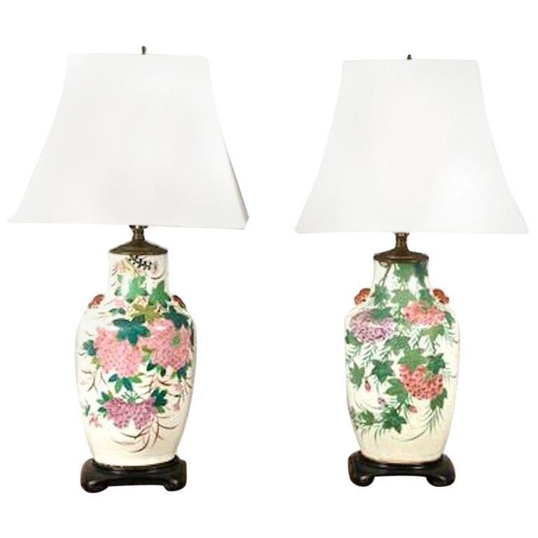 Lampe chinoise déco en porcelaine de chrysanthème, style Hollywood Regency, début du XXe siècle en vente 1