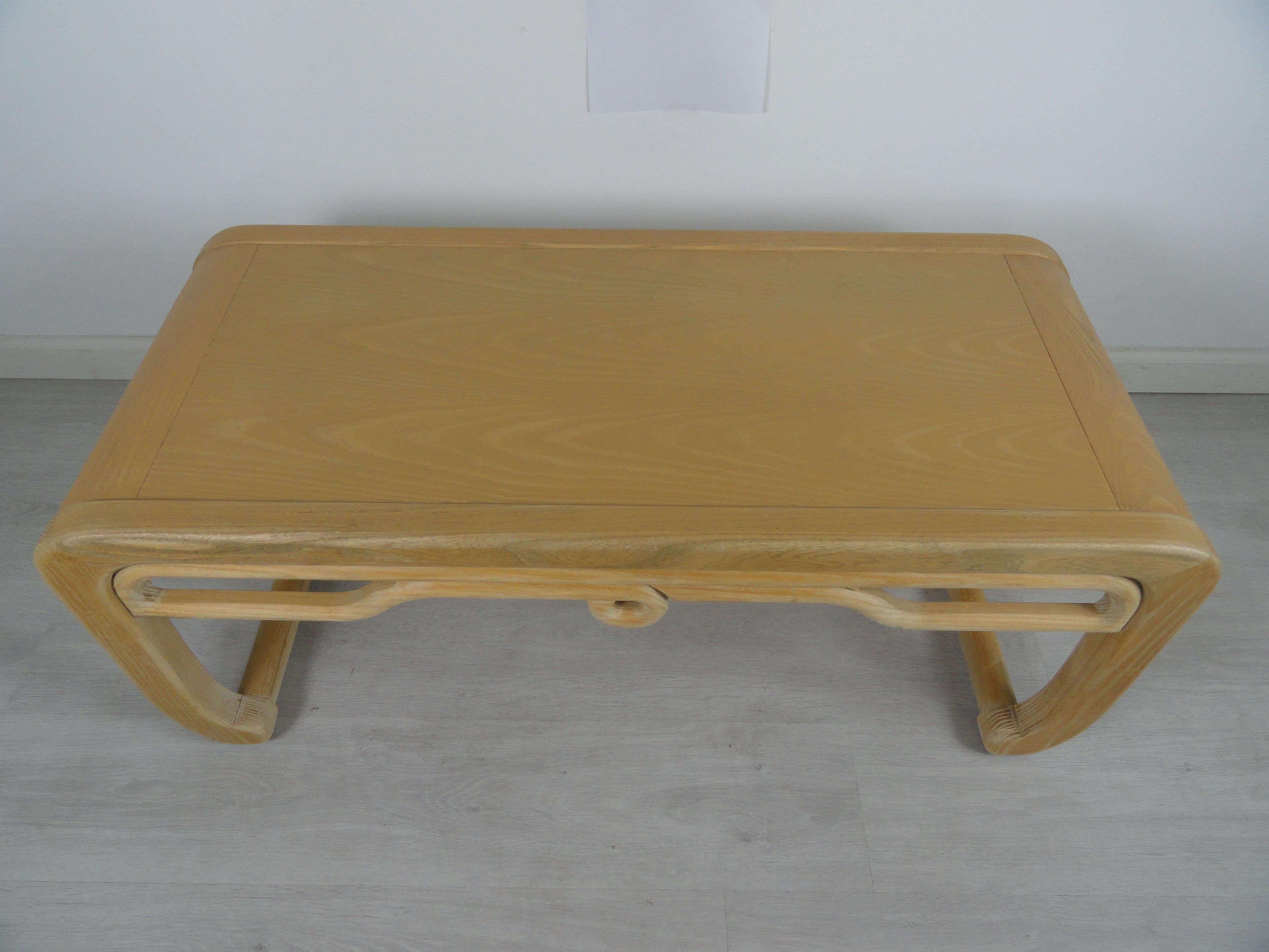 Rare Art Deco style Chinese coffee table in a light blonde wood.