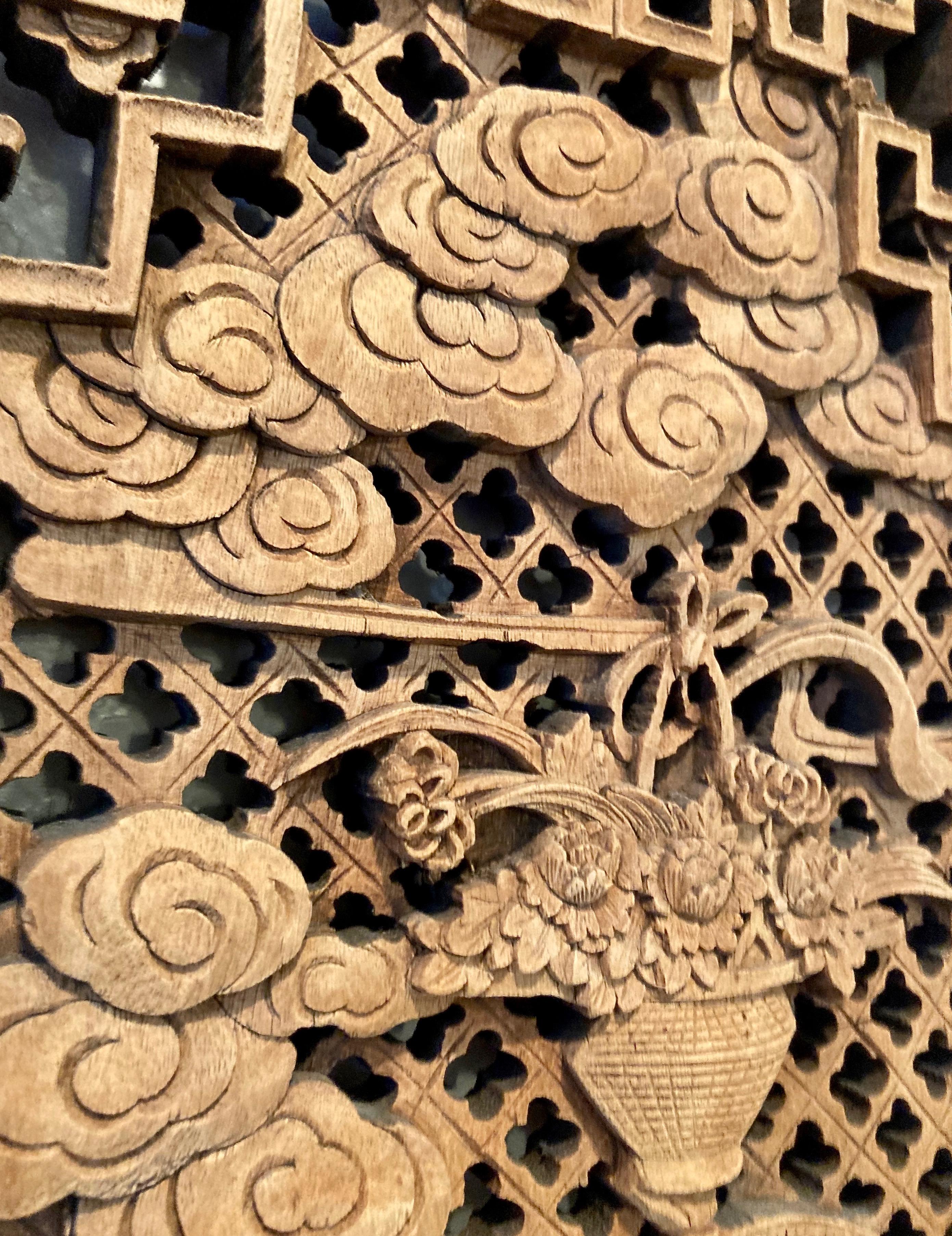 Carved Chinese Decorative Panel For Sale