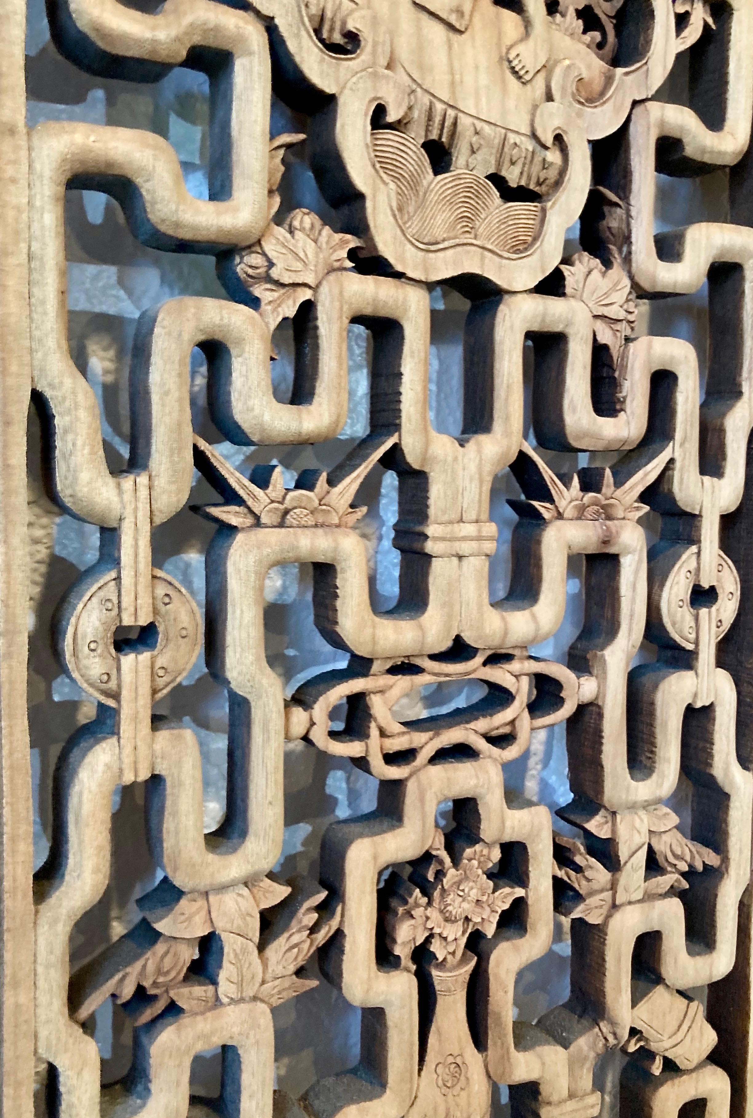 Chinese Decorative Carved Wood Panel In Good Condition In Sherwood, OR
