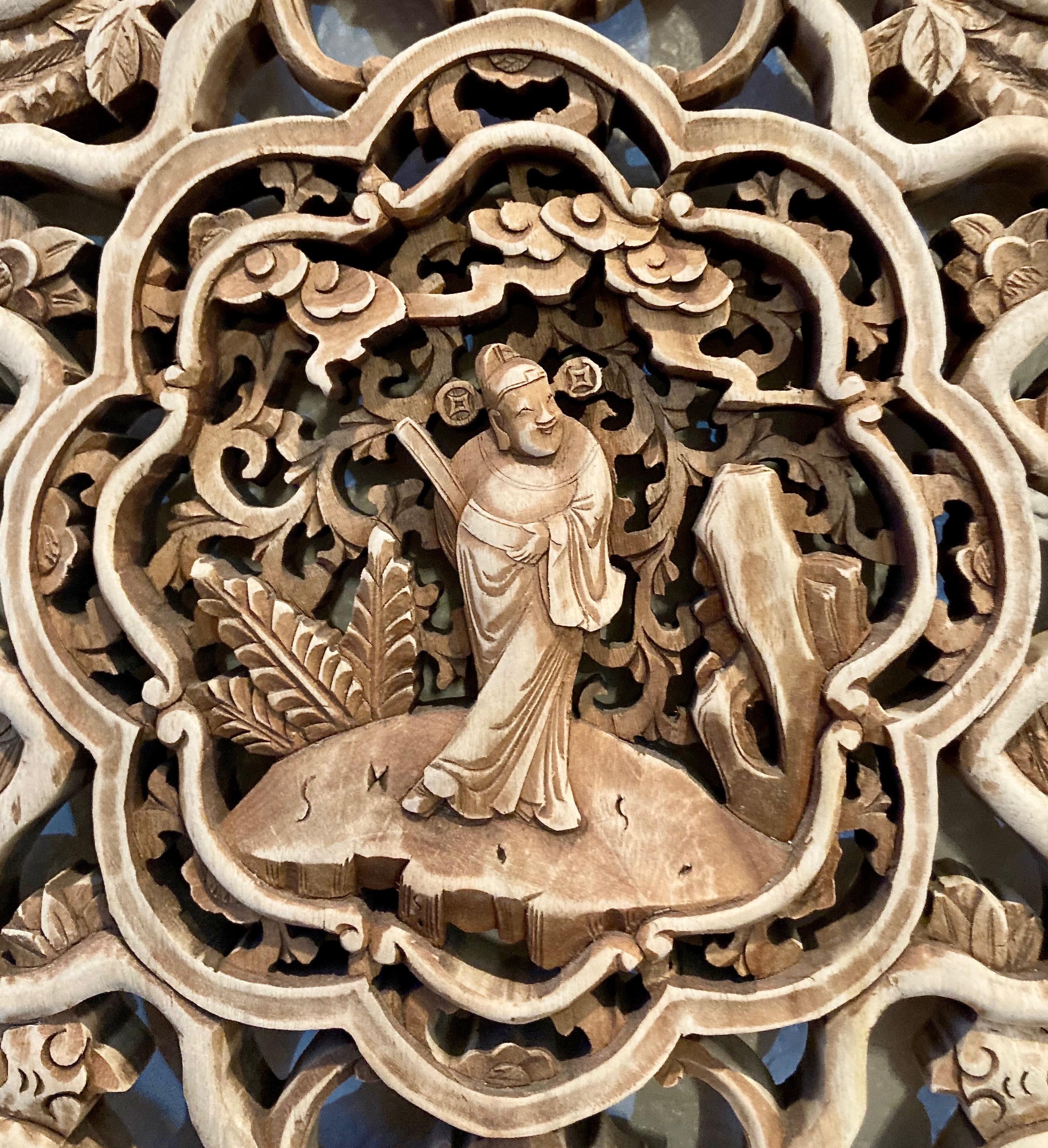 Chinese Decorative Carved Wood Panel For Sale 1