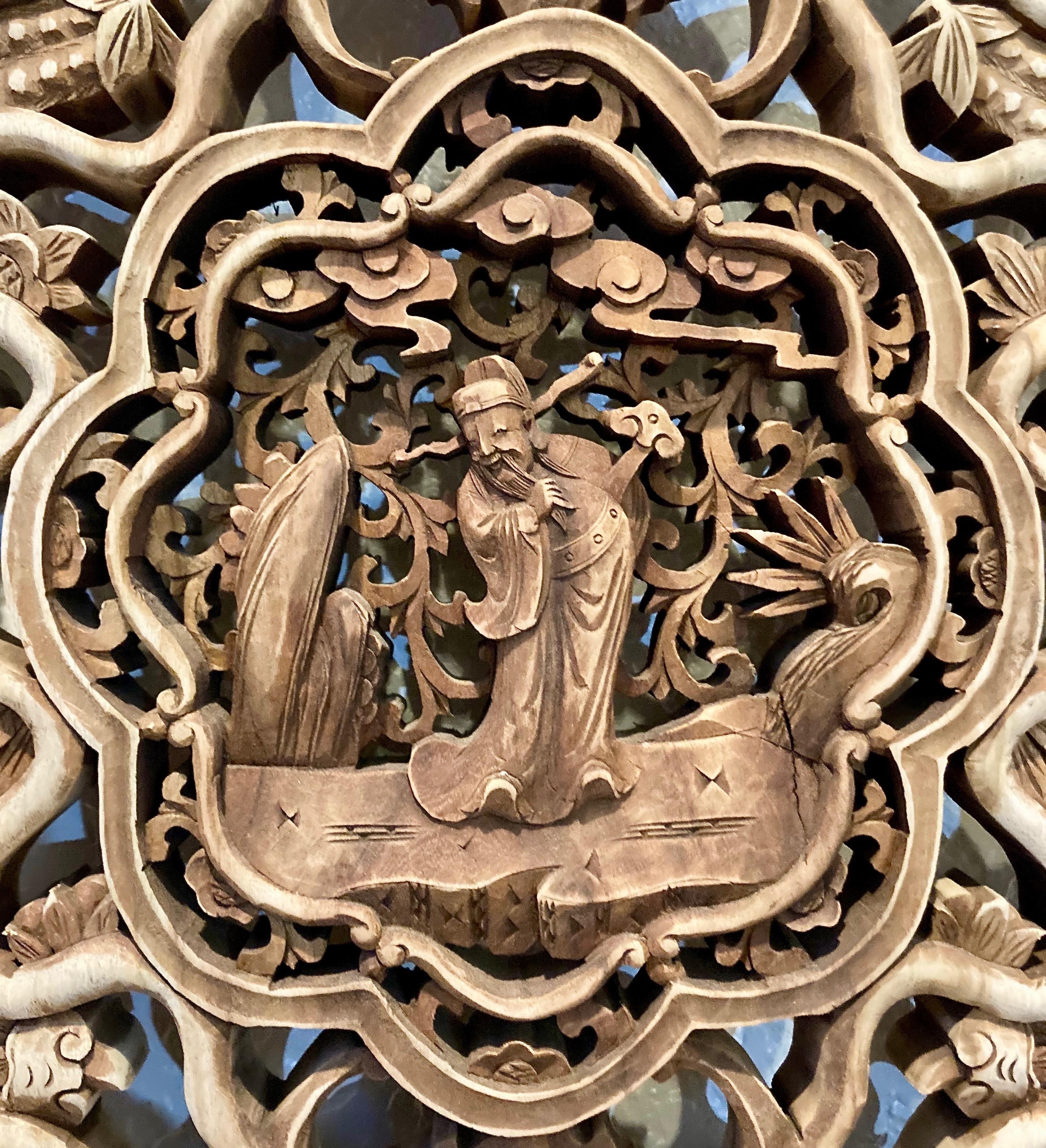 Chinese Decorative Carved Wood Panel For Sale 1