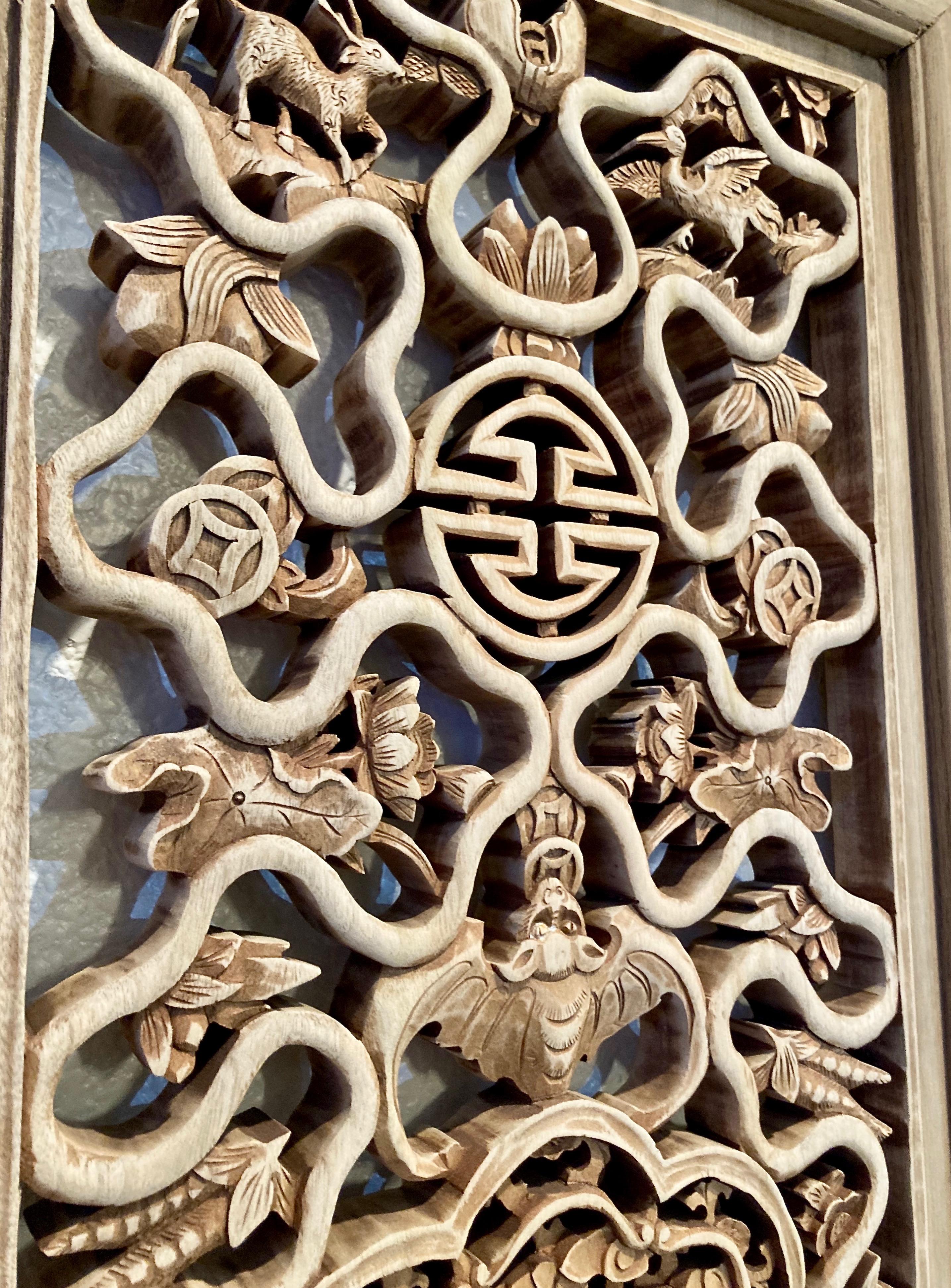 Chinese Decorative Carved Wood Panel For Sale 1