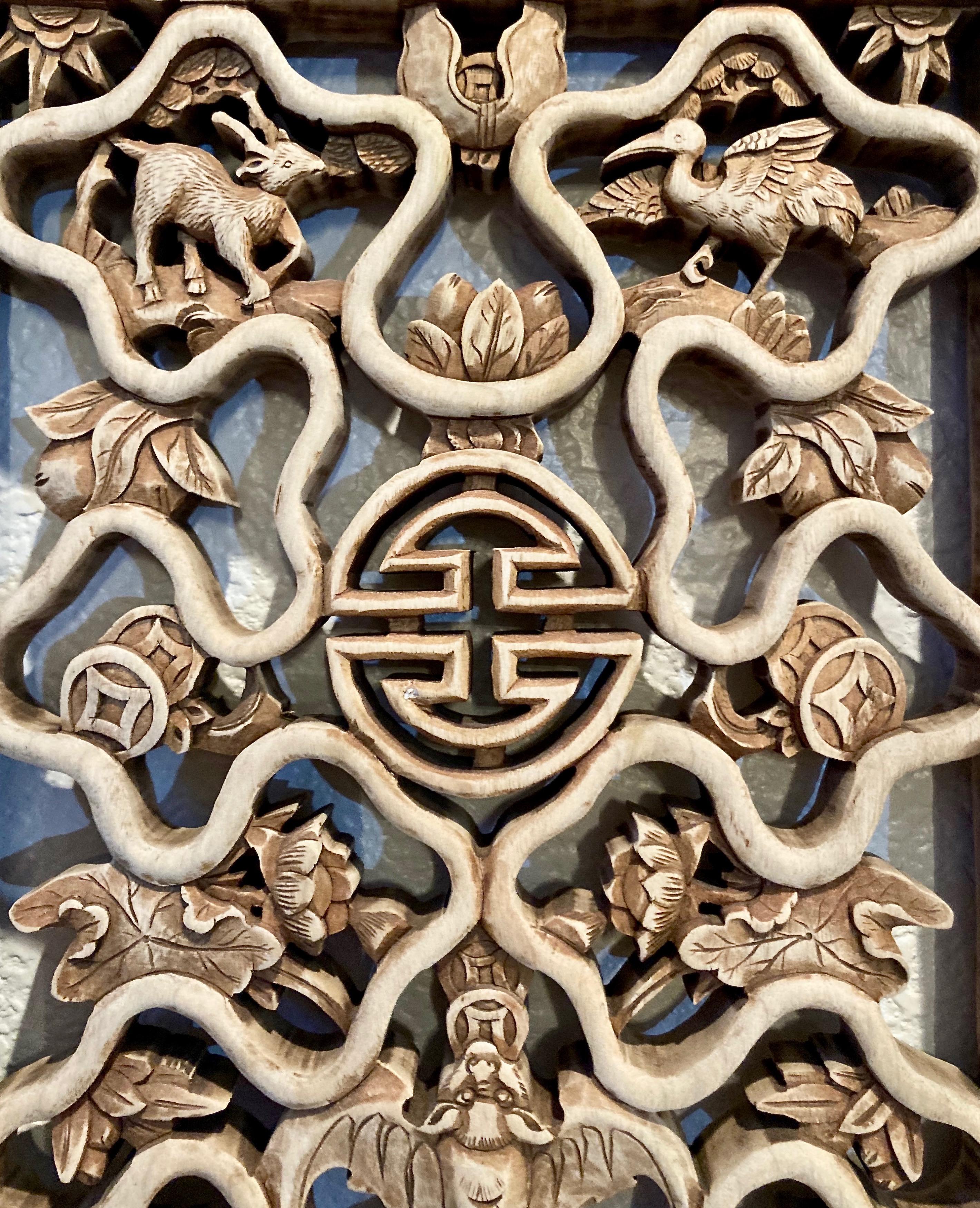 Chinese Decorative Carved Wood Panel For Sale 2
