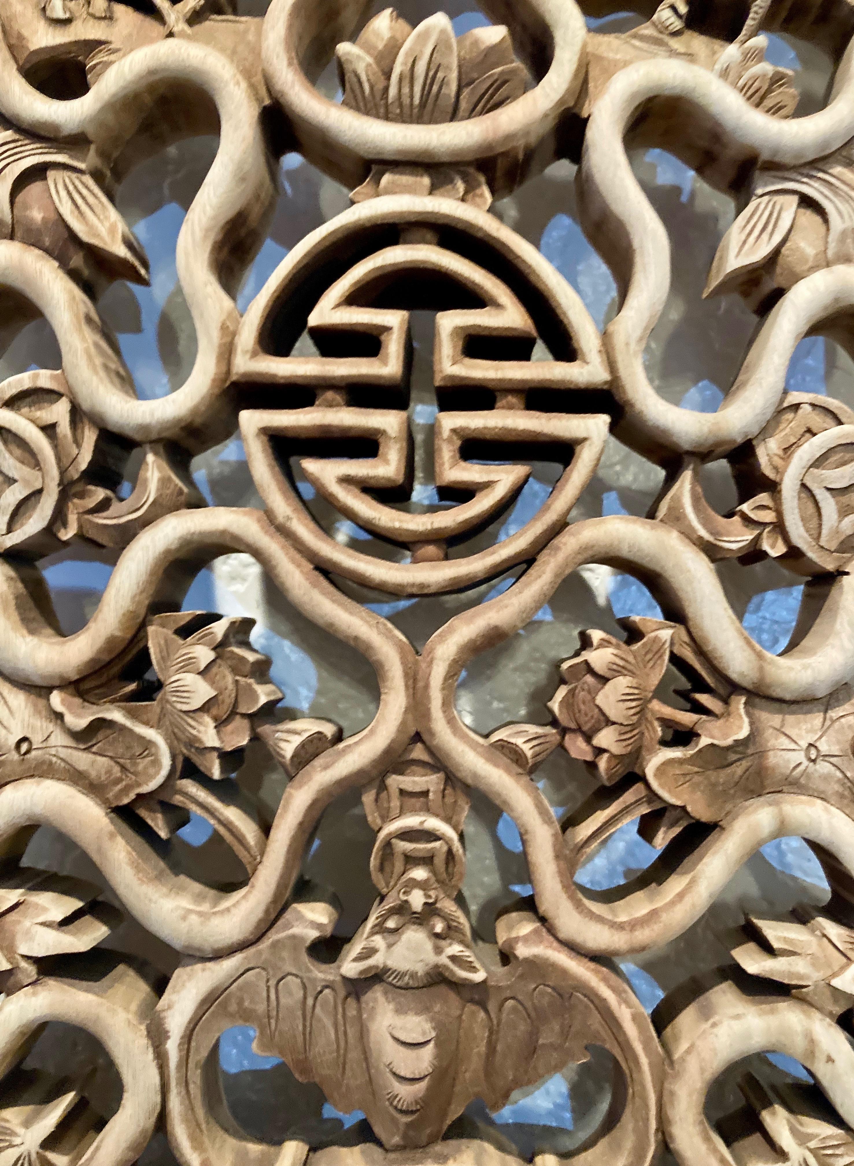 Chinese Decorative Carved Wood Panel For Sale 2