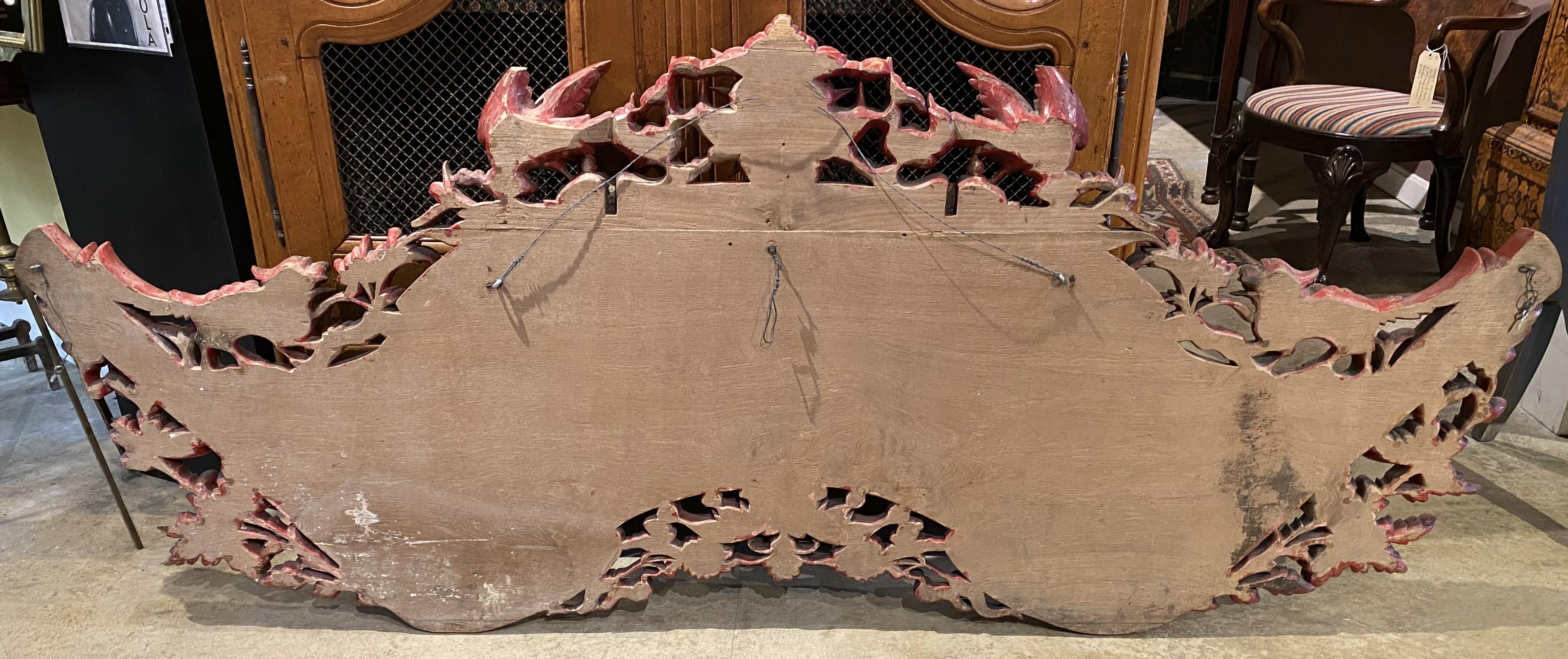 Chinese Decorative Carved Wooden Architectural Pediment from a Temple For Sale 3