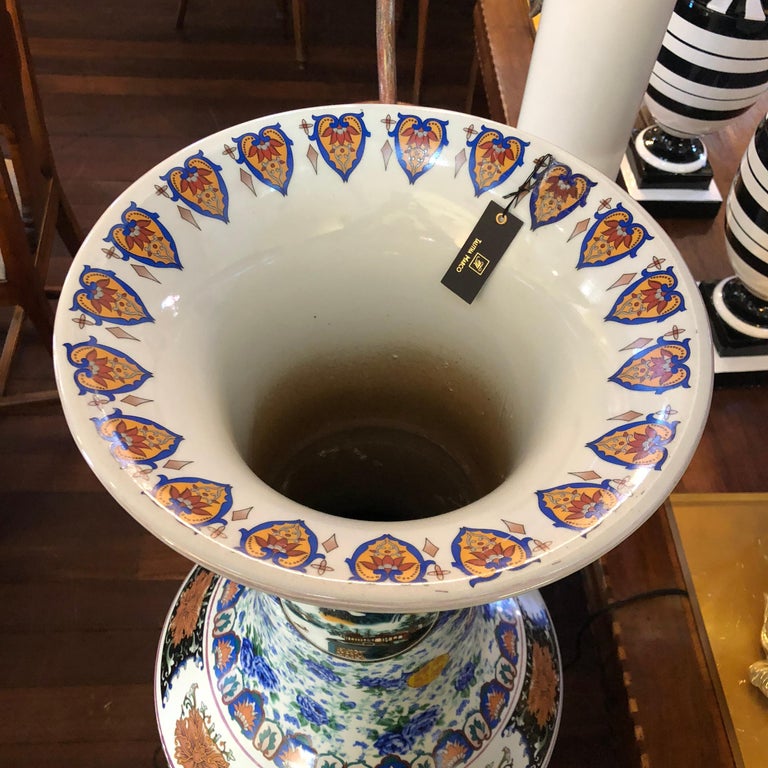 Chinese Decorative Floor Vase, Traditional Floral Patterning For Sale