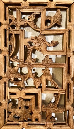 Chinese Decorative Lattice + Carved Wood Panel