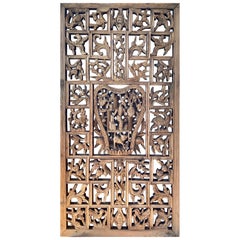 Chinese Decorative Lattice + Carved Wood Panel