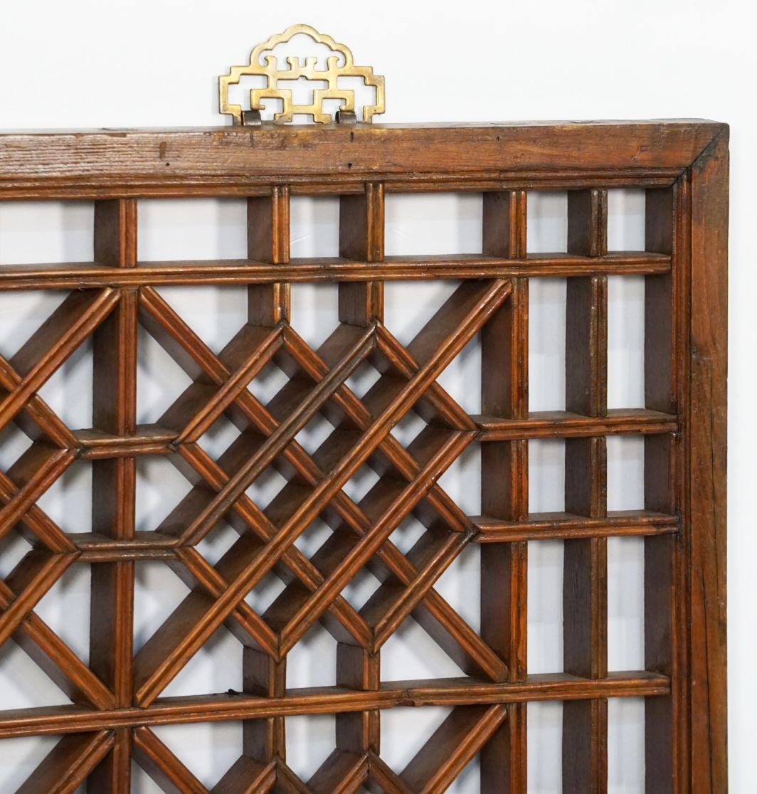 Lacquered Chinese Decorative Lattice Wood Panels or Window Screens - Sold as a Set