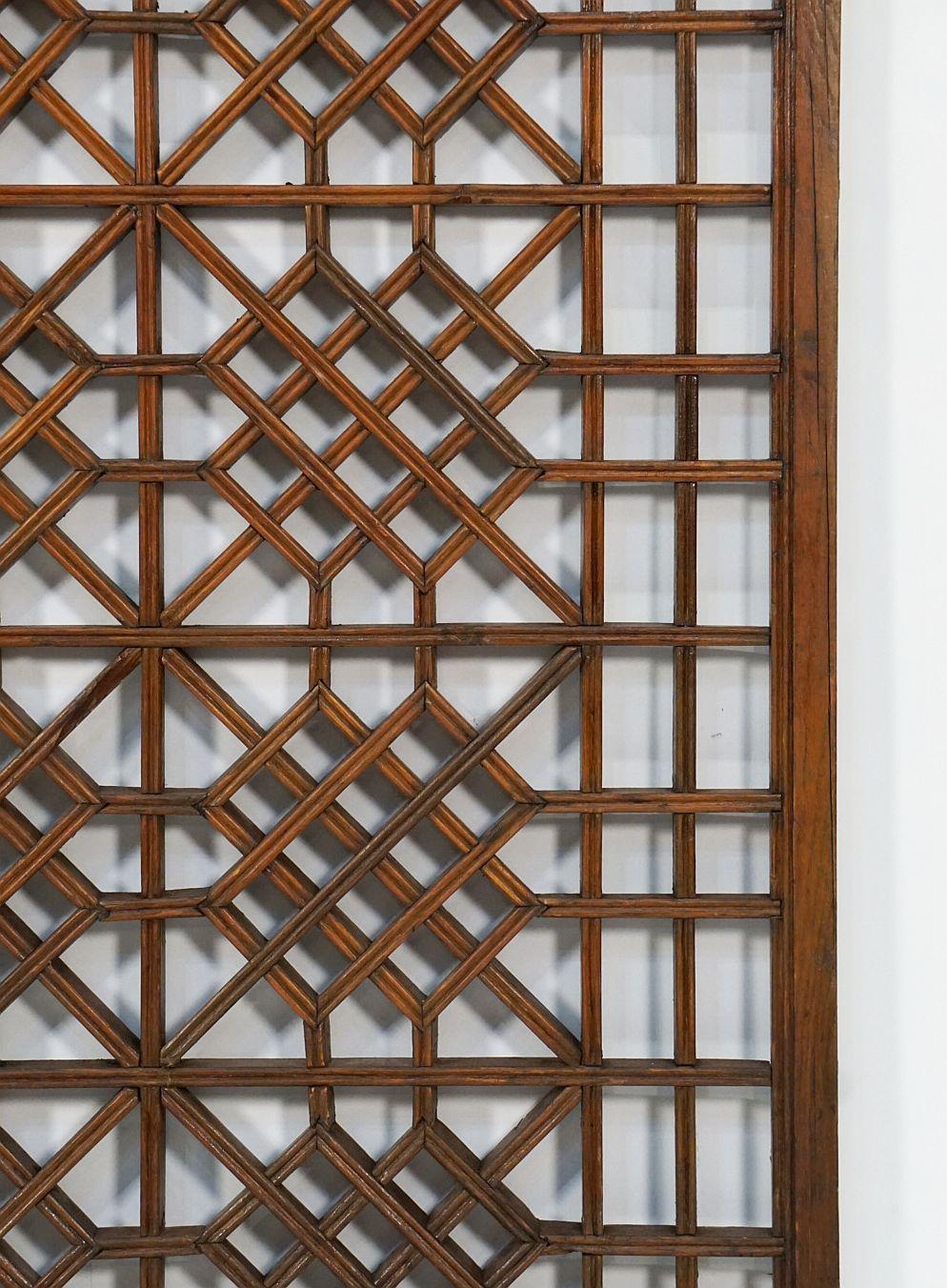 Chinese Decorative Lattice Wood Panels or Window Screens - Sold as a Set In Good Condition In Austin, TX