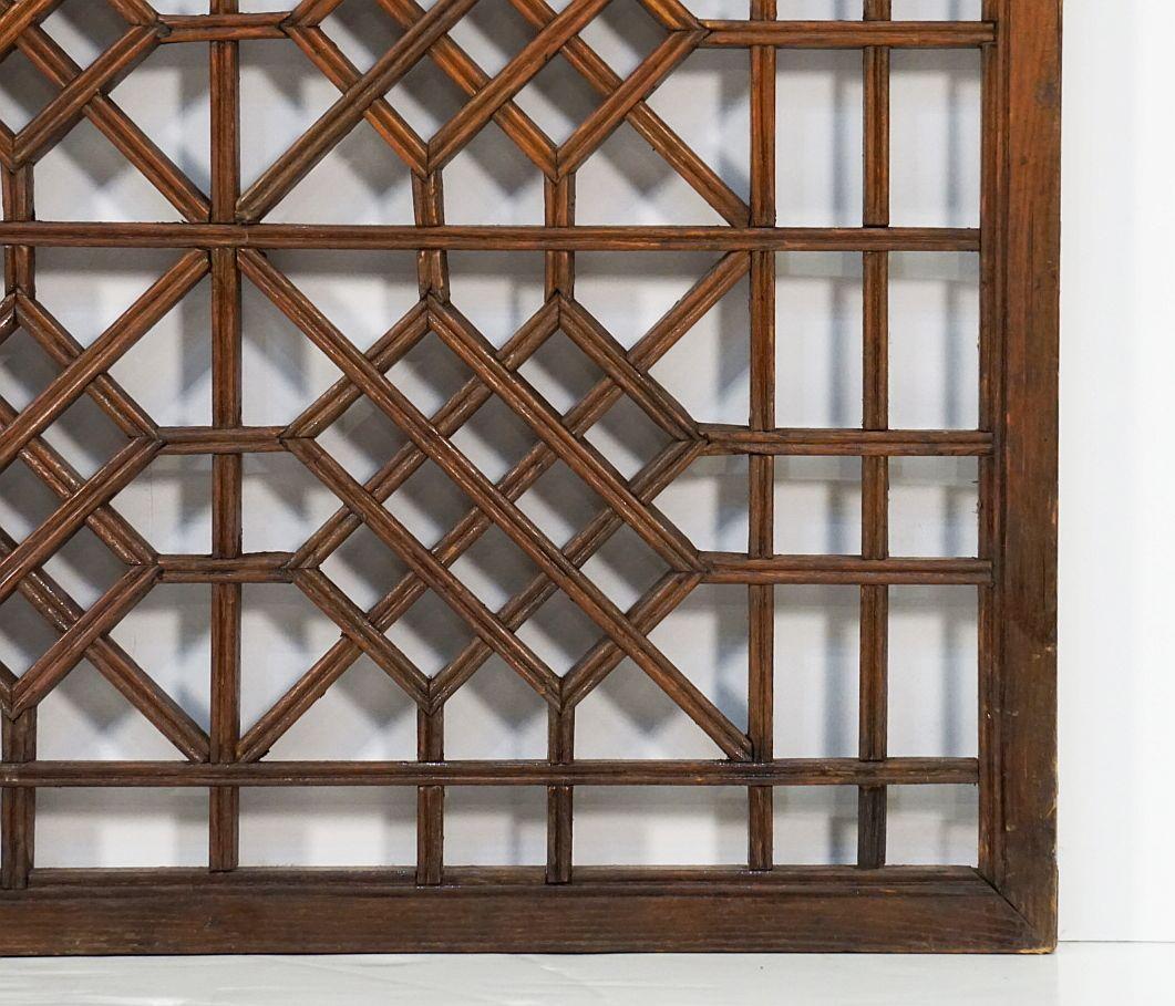 20th Century Chinese Decorative Lattice Wood Panels or Window Screens - Sold as a Set
