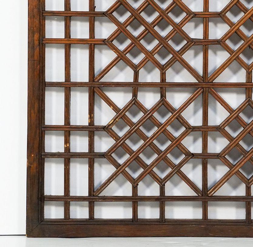 Chinese Decorative Lattice Wood Panels or Window Screens - Sold as a Set 1