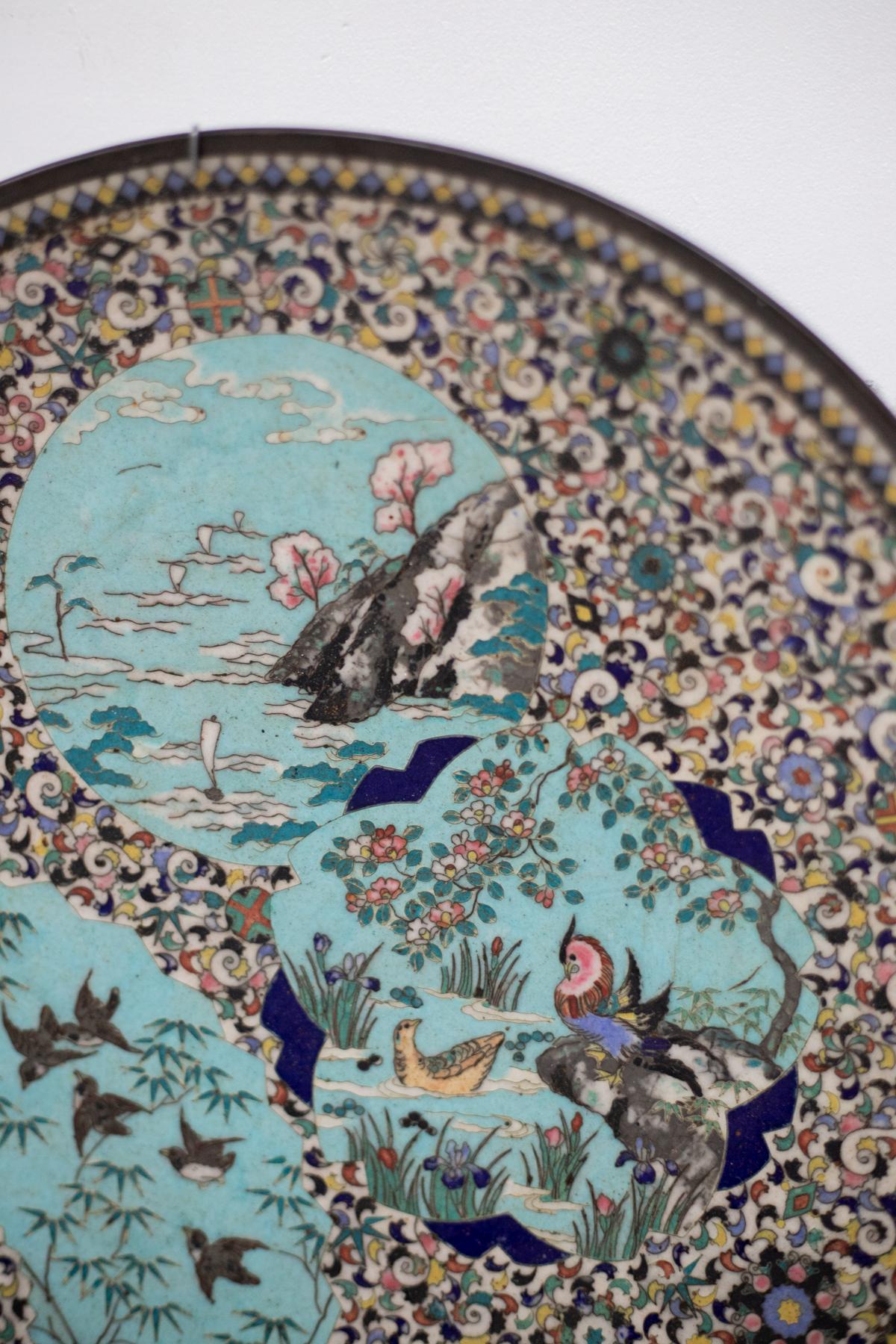 Chinese Export Chinese Decorative Plate with Three Scenes, Qing Dynasty
