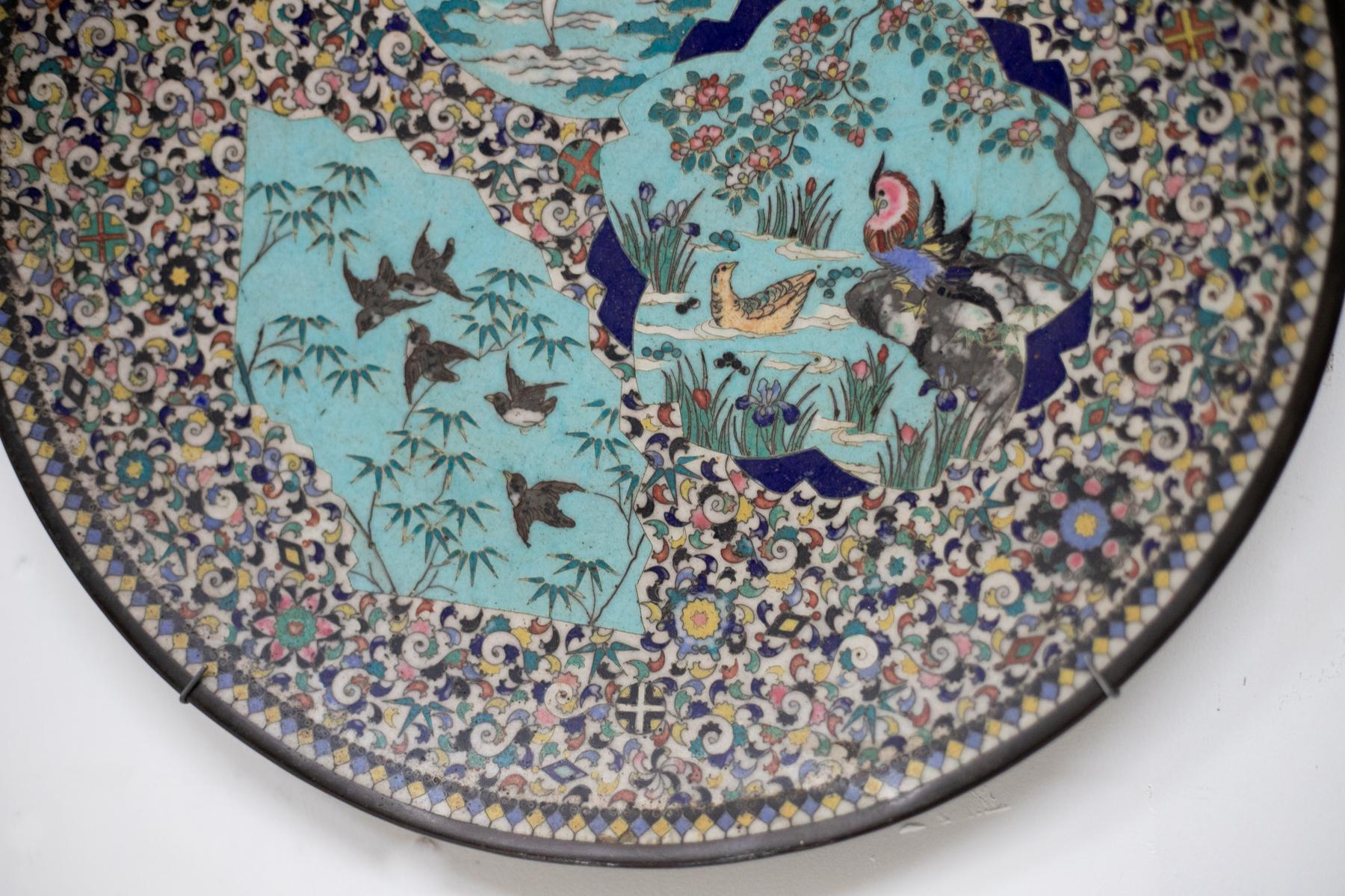 Early 20th Century Chinese Decorative Plate with Three Scenes, Qing Dynasty