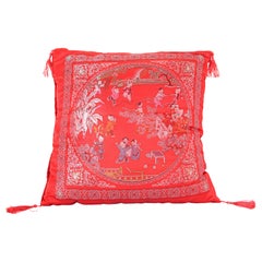 Chinese Decorative Red Throw Pillow with Tassels
