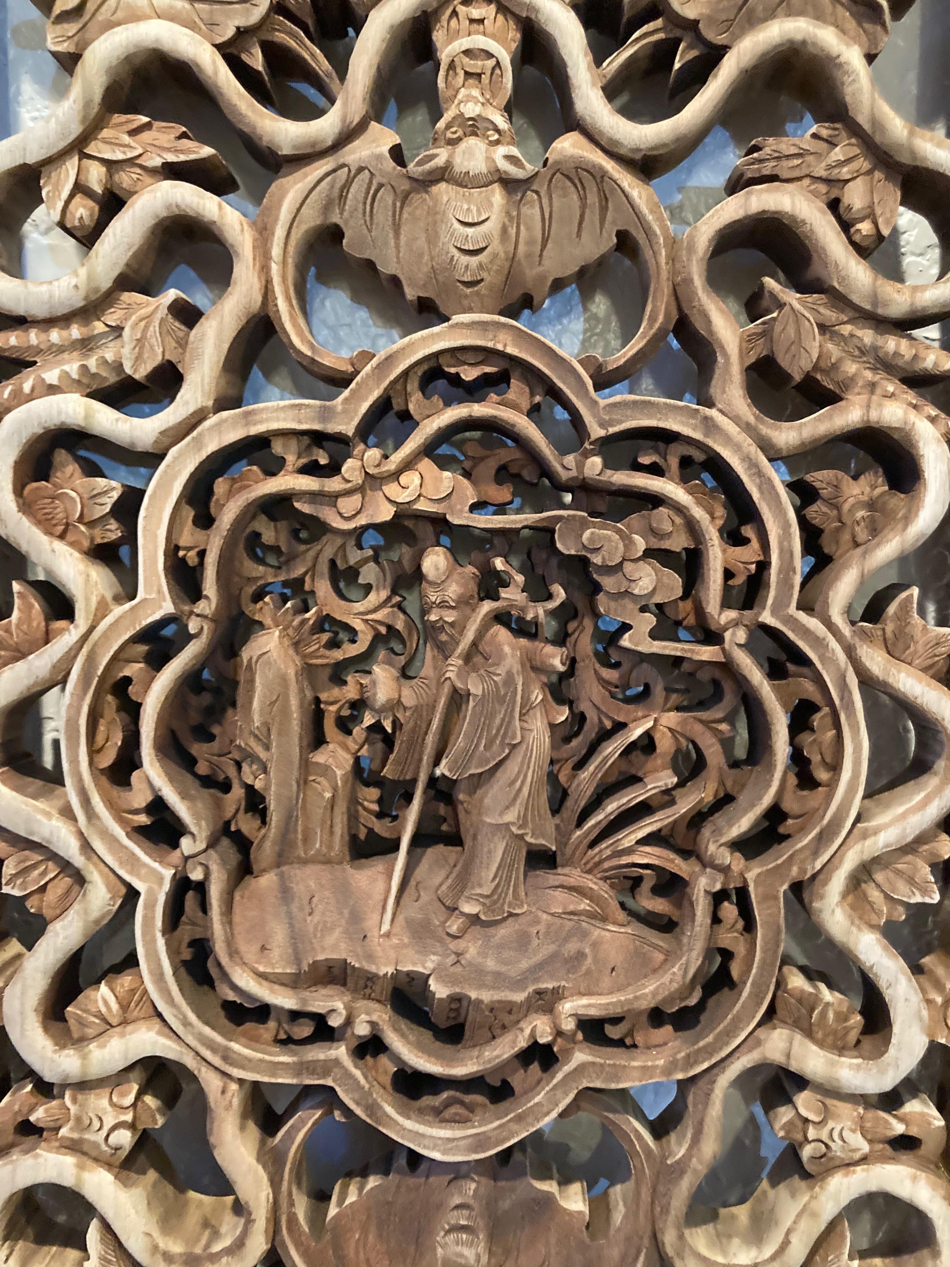 Chinese Decorative Wood Carved Panel For Sale 1