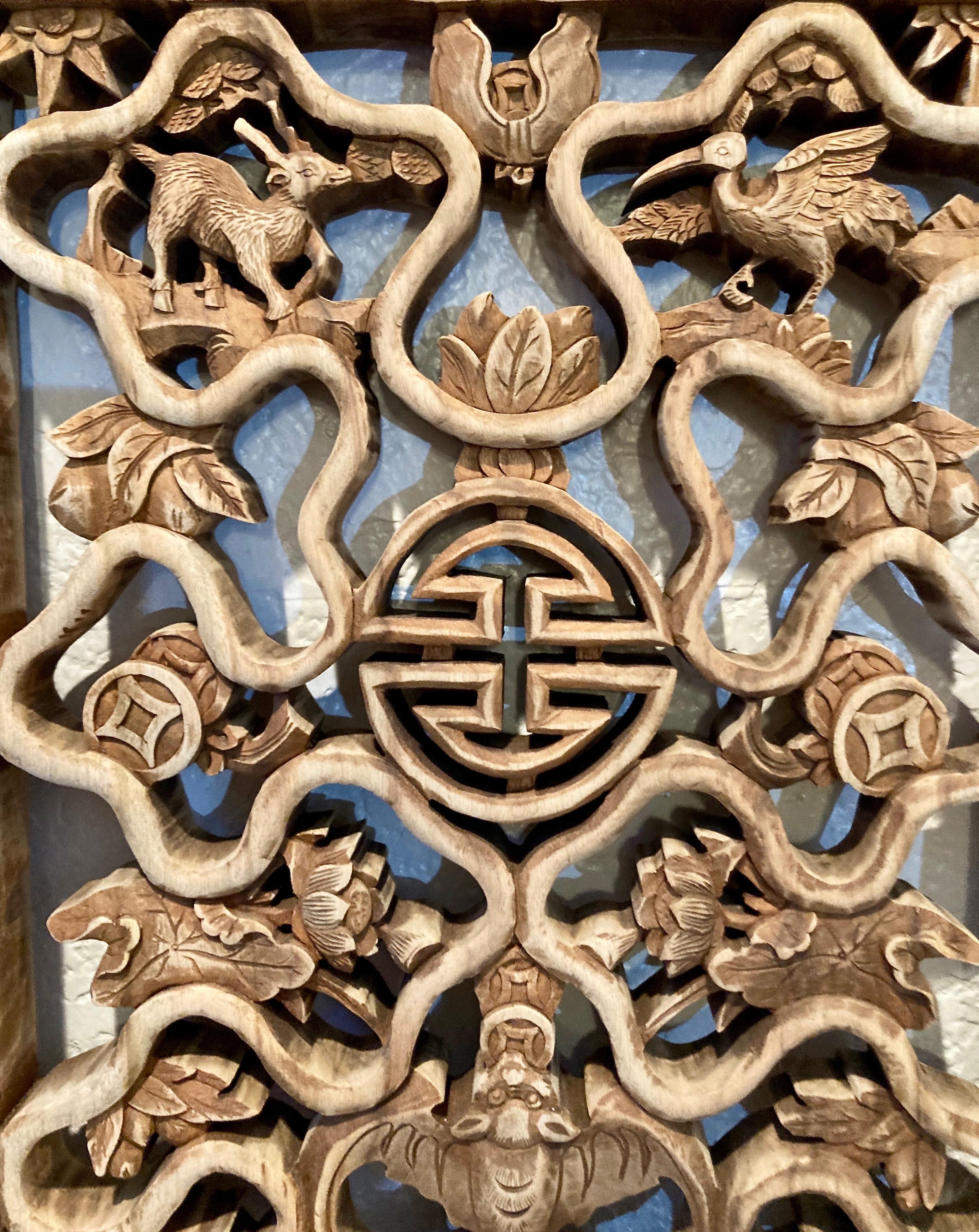 Chinese Decorative Wood Carved Panel For Sale 2