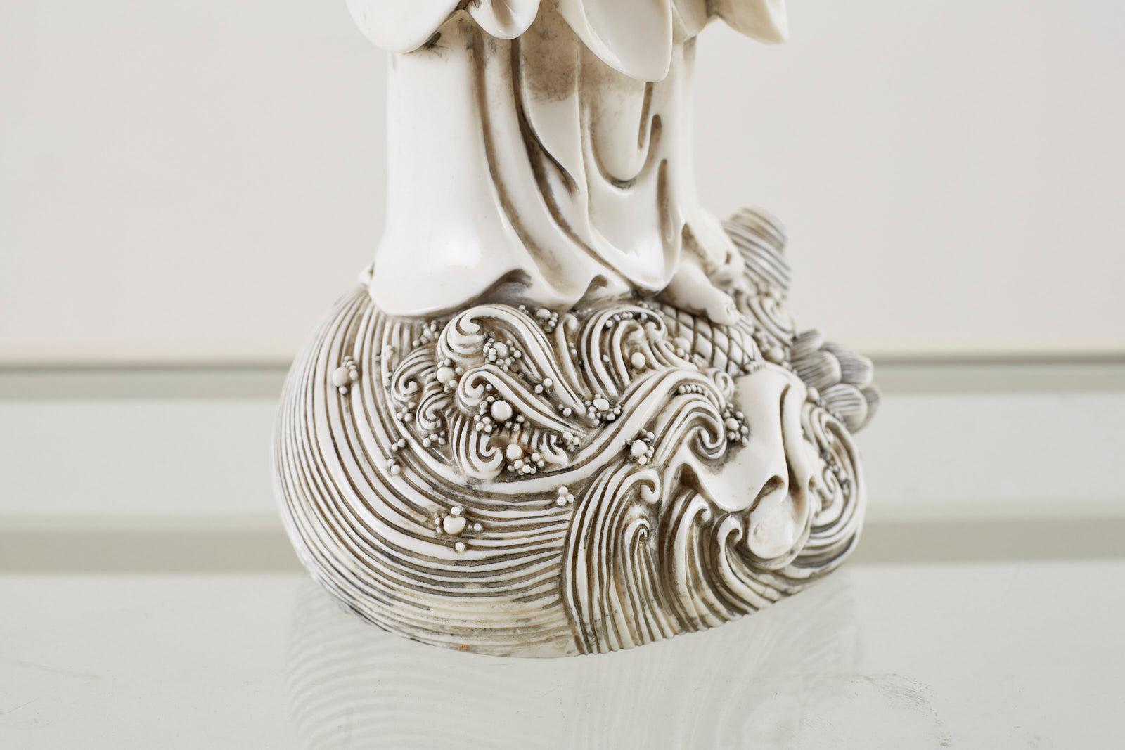 Chinese Dehua Blanc de Chine Porcelain Guanyin For Sale 7