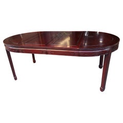 Vintage Chinese dining table 112 cm in mahogany from the 1970s with 2 extensions 204 cm