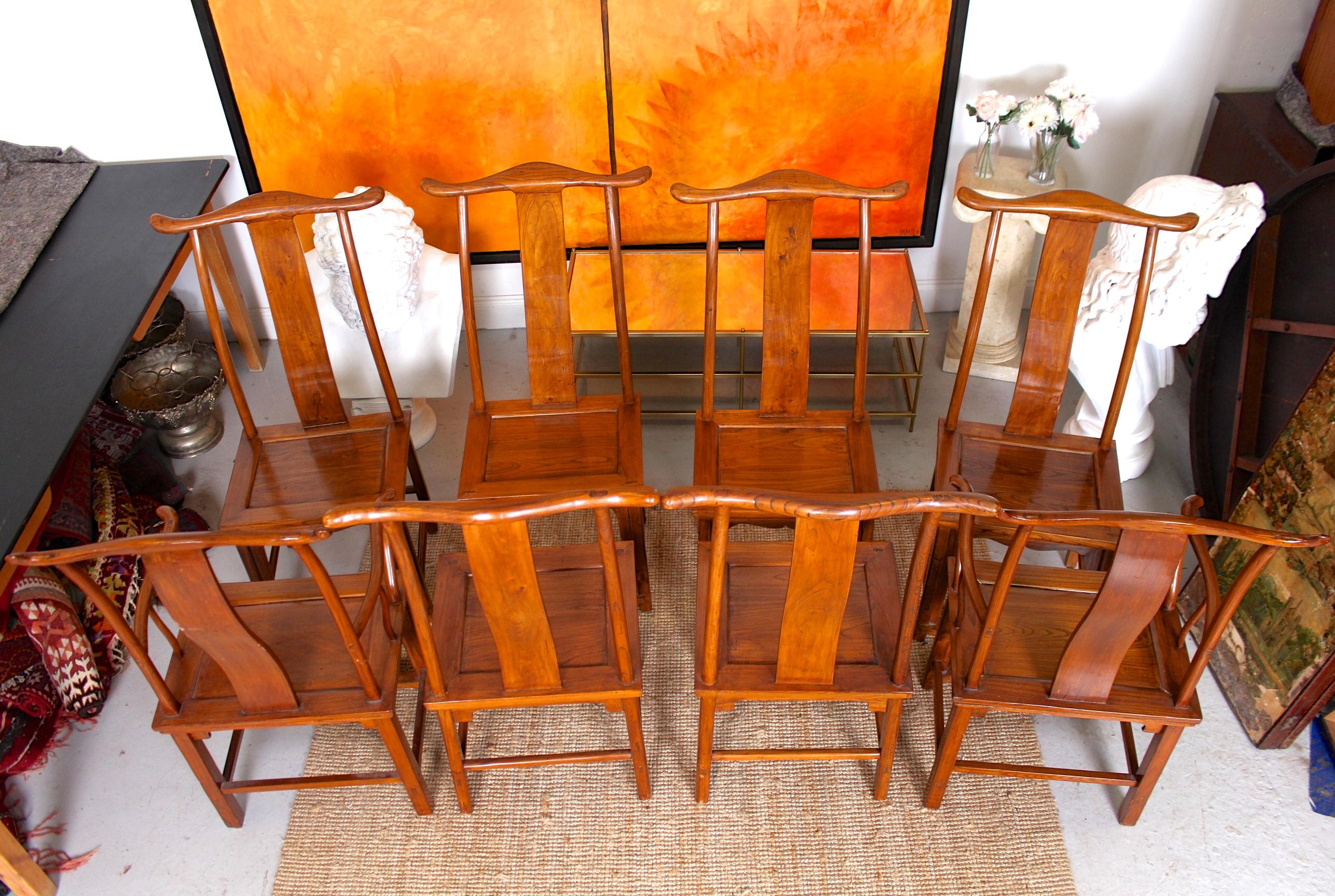 Chinese Dining Table and 8 Chairs Hardwood Oriental For Sale 4