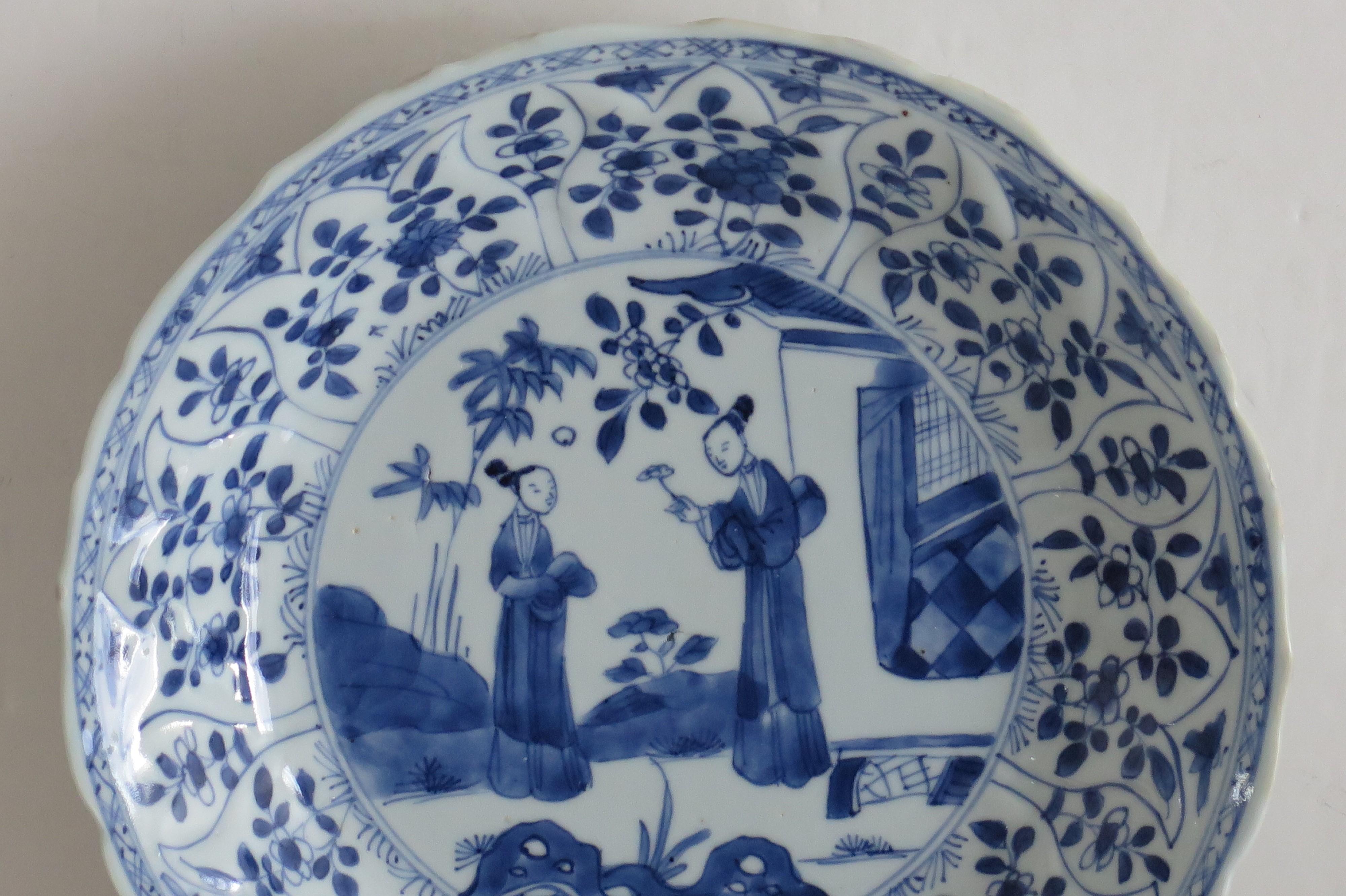 Qing Chinese Dish or Plate Porcelain Blue & White, Late Kangxi or Yongzheg Ca 1720