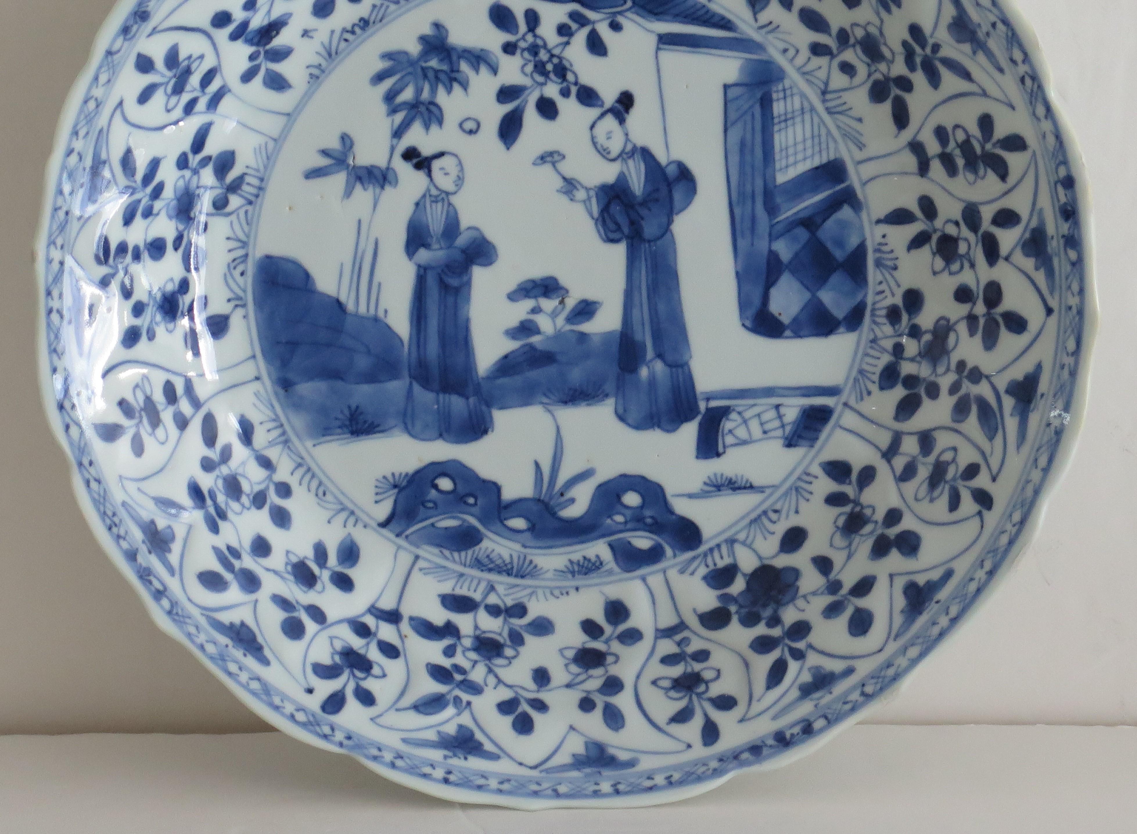 Hand-Painted Chinese Dish or Plate Porcelain Blue & White, Late Kangxi or Yongzheg Ca 1720