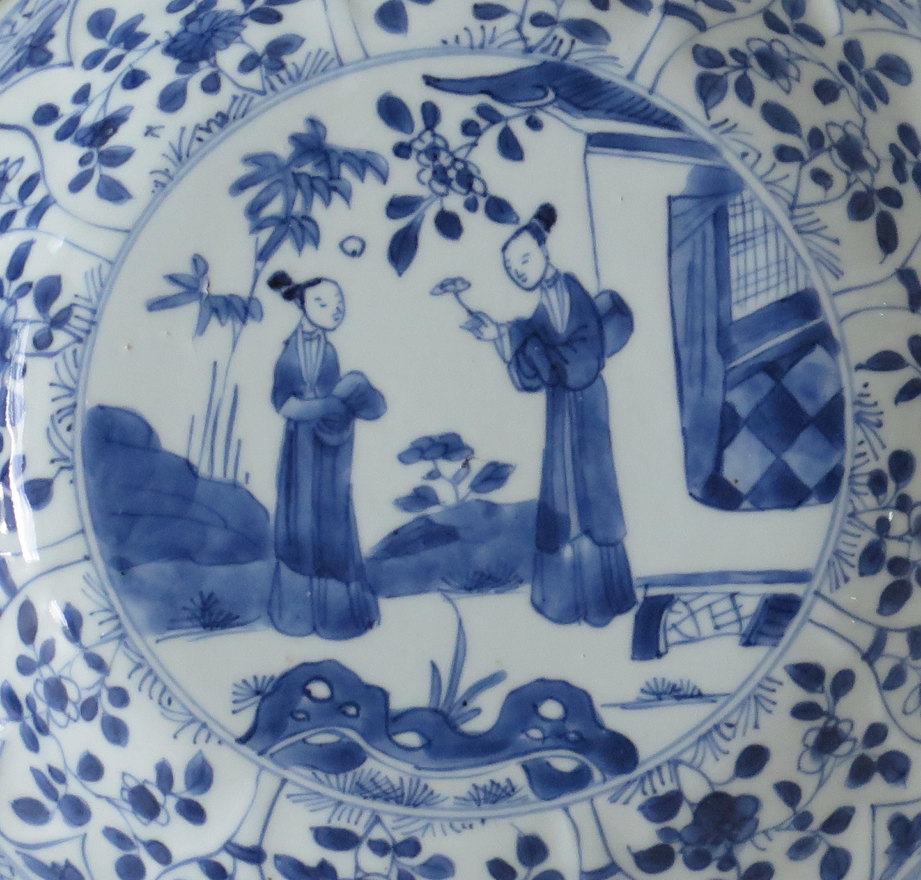 18th Century Chinese Dish or Plate Porcelain Blue & White, Late Kangxi or Yongzheg Ca 1720