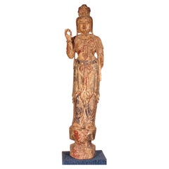 Chinese Divinty in Sculpted Wood, Early 19th Century