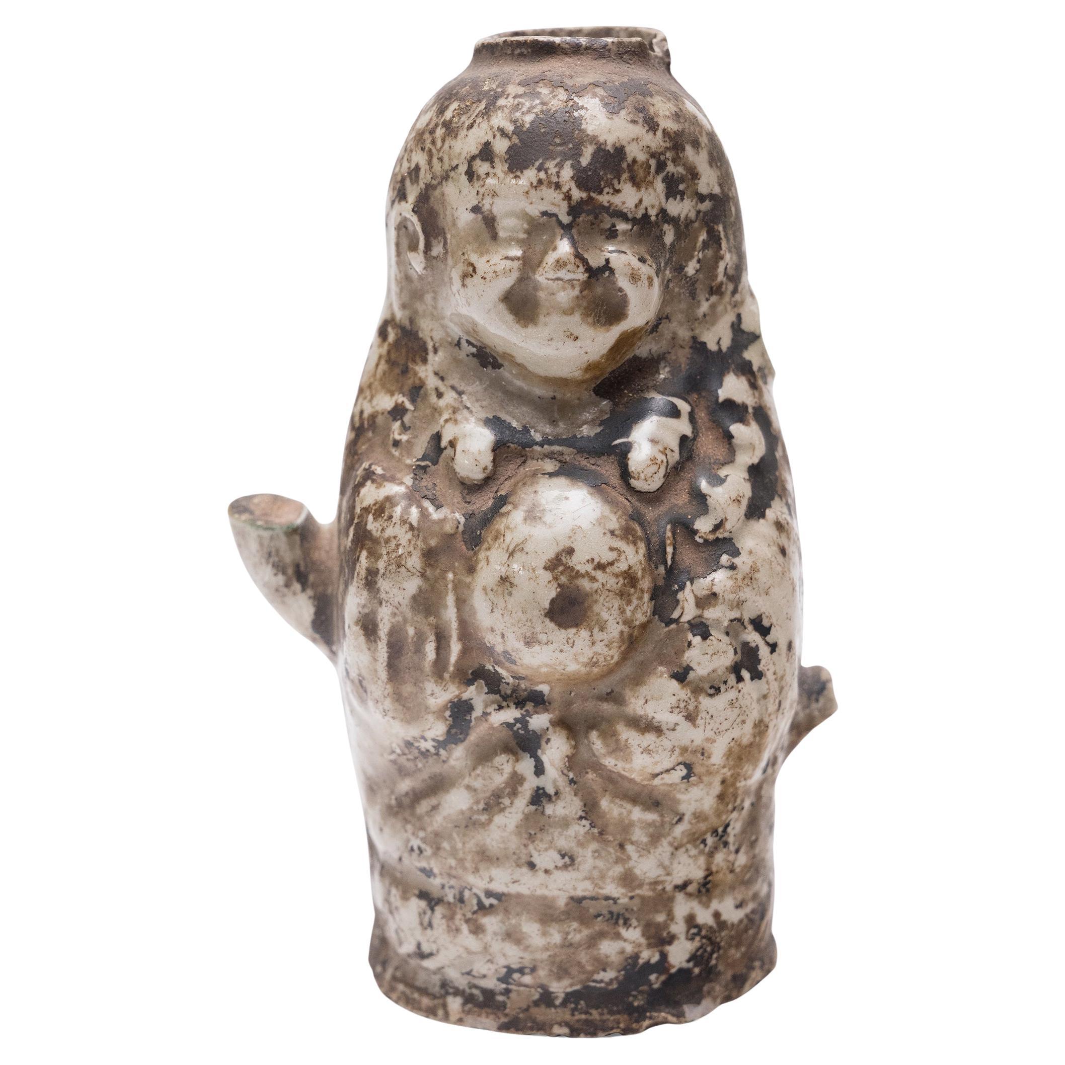 Chinese Double Buddha Oil Lamp, c. 1800 For Sale