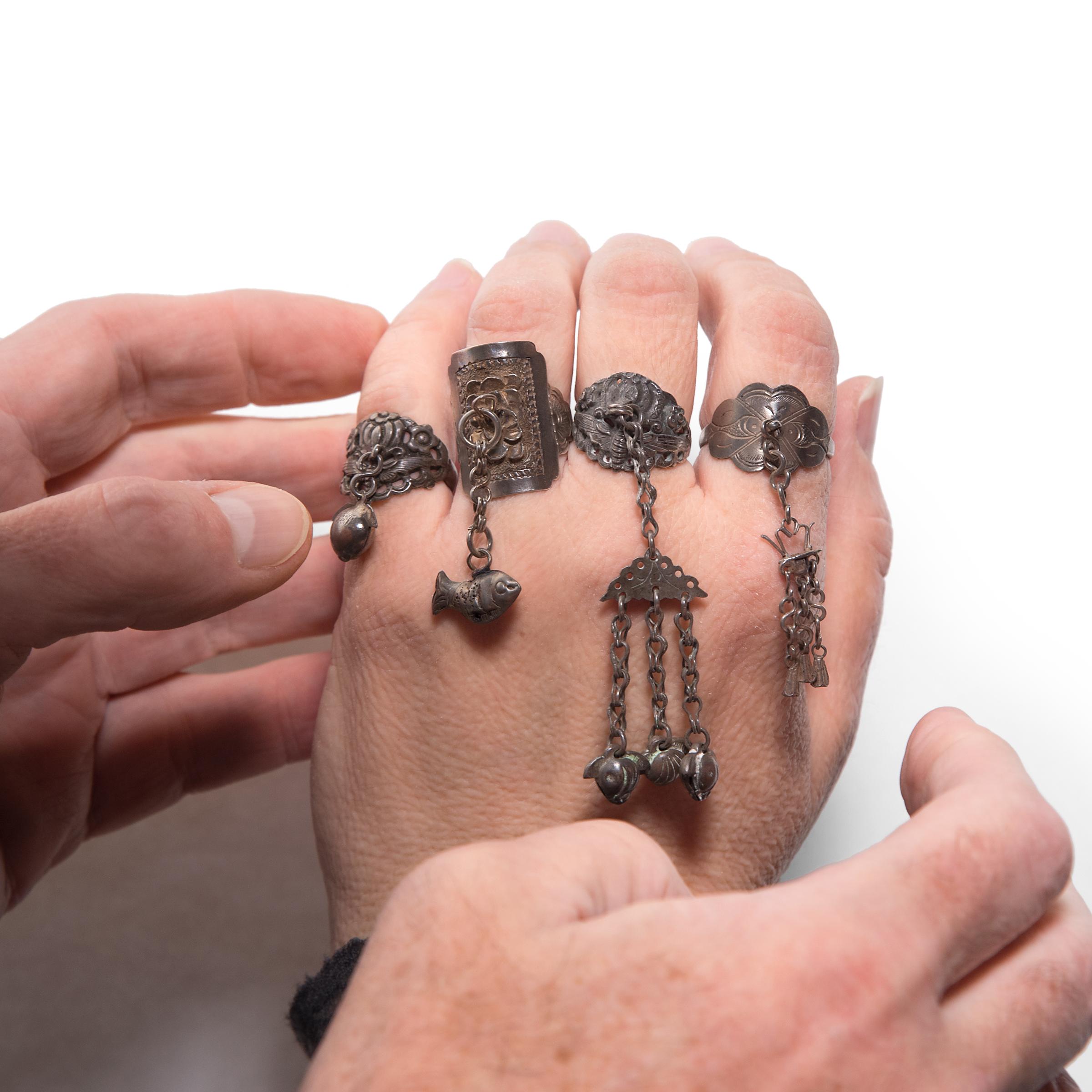 20th Century Chinese Double Butterfly Charm Ring, c. 1900 For Sale