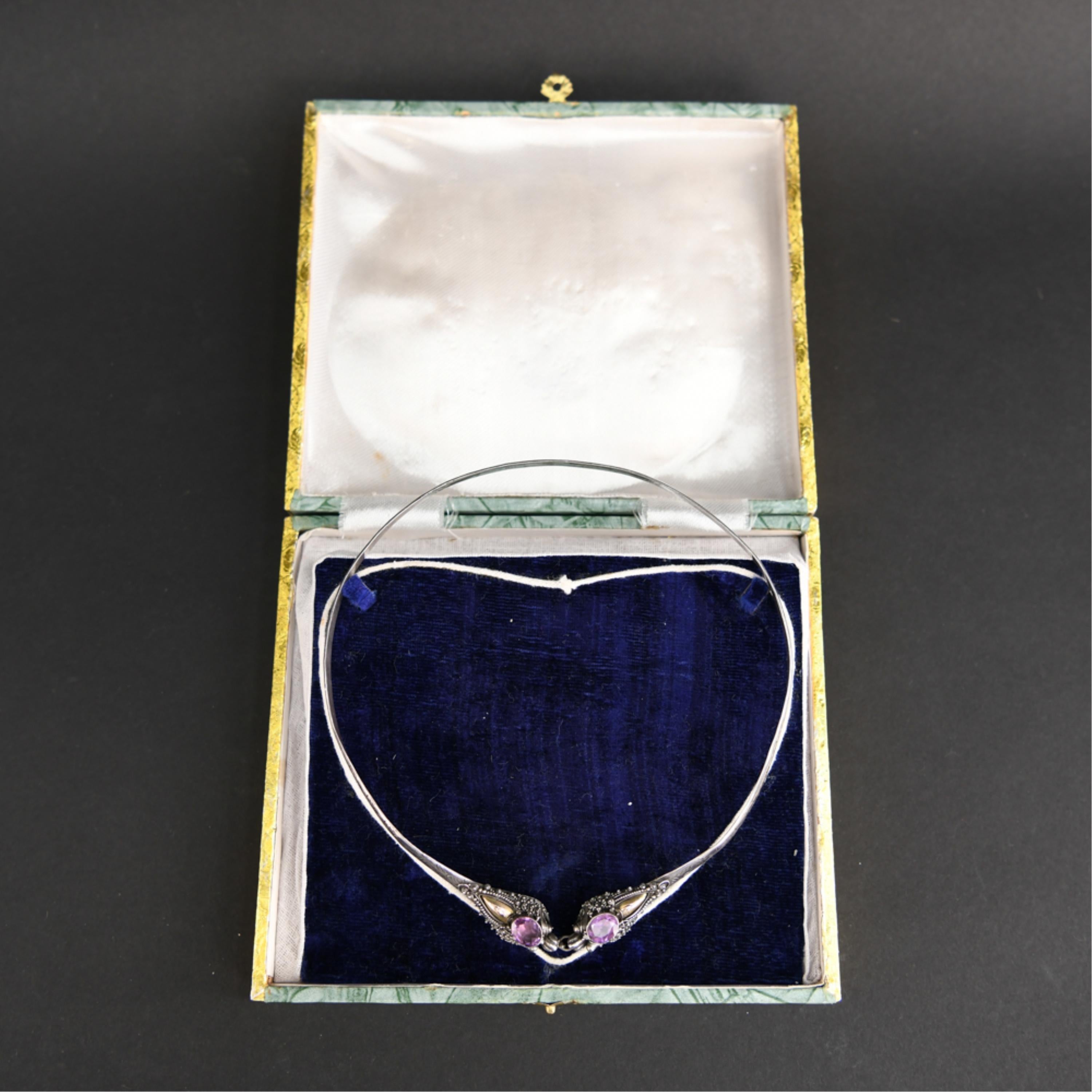 Chinesischer Doppeldrache Silber und Amethyst Halsband im Angebot 6
