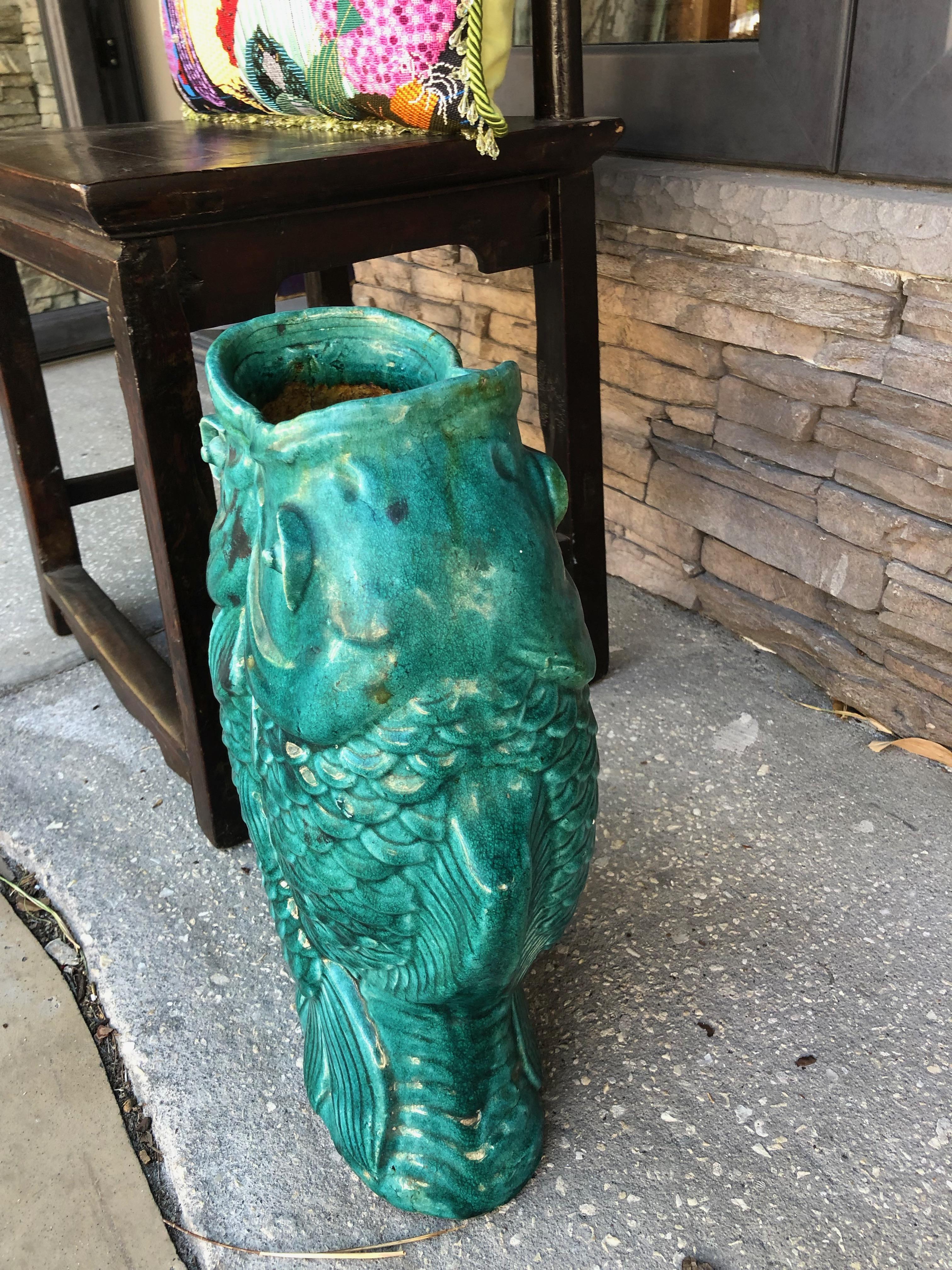 Qing Chinese Double Fish Vase