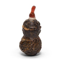 Chinese Double Gourd "Root" Amber Snuff Bottle, c. 1900