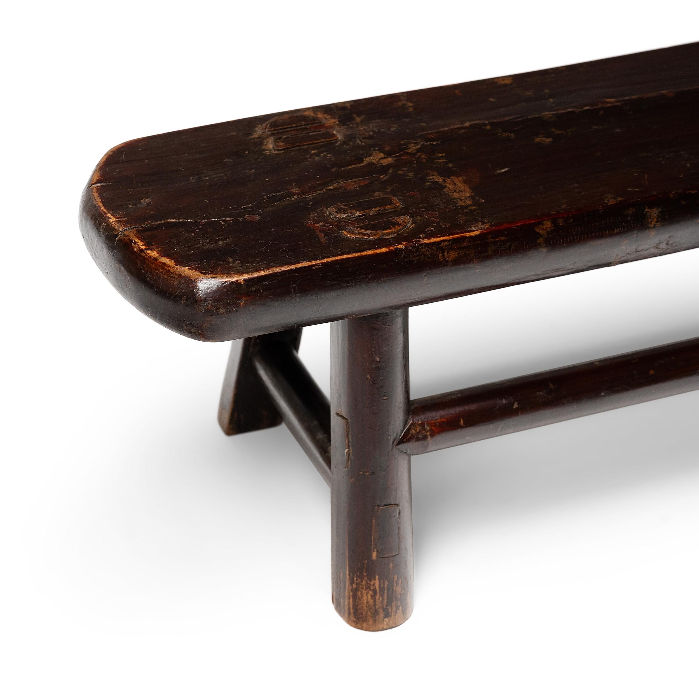 Banco chino de peldaños de doble luna, c. 1850 Chino en venta