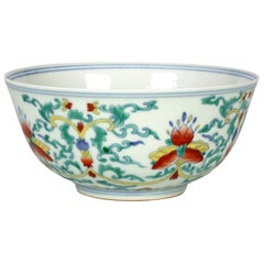 Chinese Doucai Porcelain Scrolling Blossoms Bowl