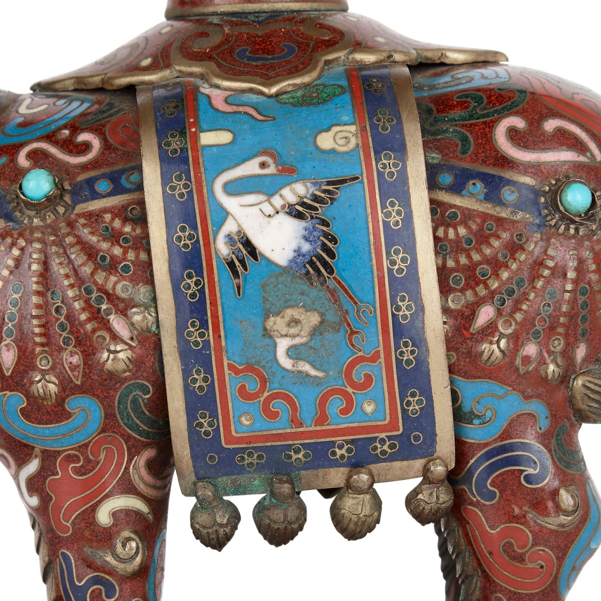 20th Century Chinese Dragon-Form Cloisonné Enamel Candelabra For Sale