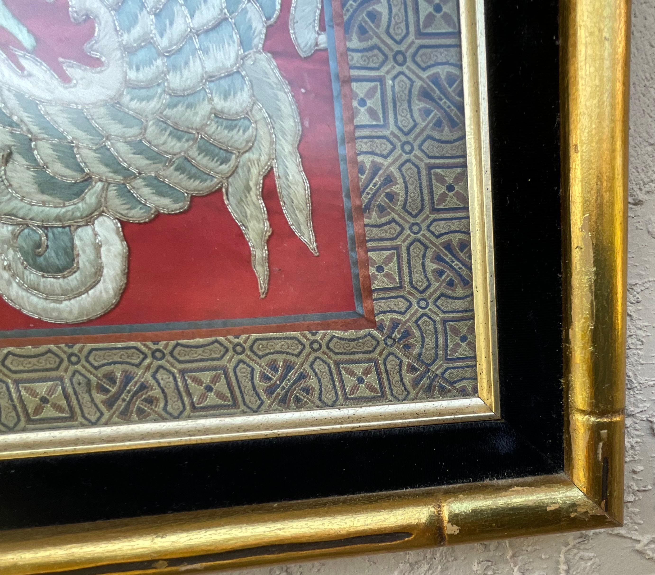 Chinese Dragon, Framed Silk Textile  Embroidery For Sale 10