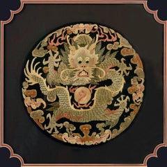 Chinese Dragon, Framed Silk Textile Surcoat Embroidery