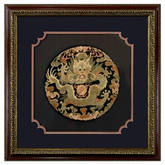 Chinese Dragon, Framed Silk Textile Surcoat Embroidery